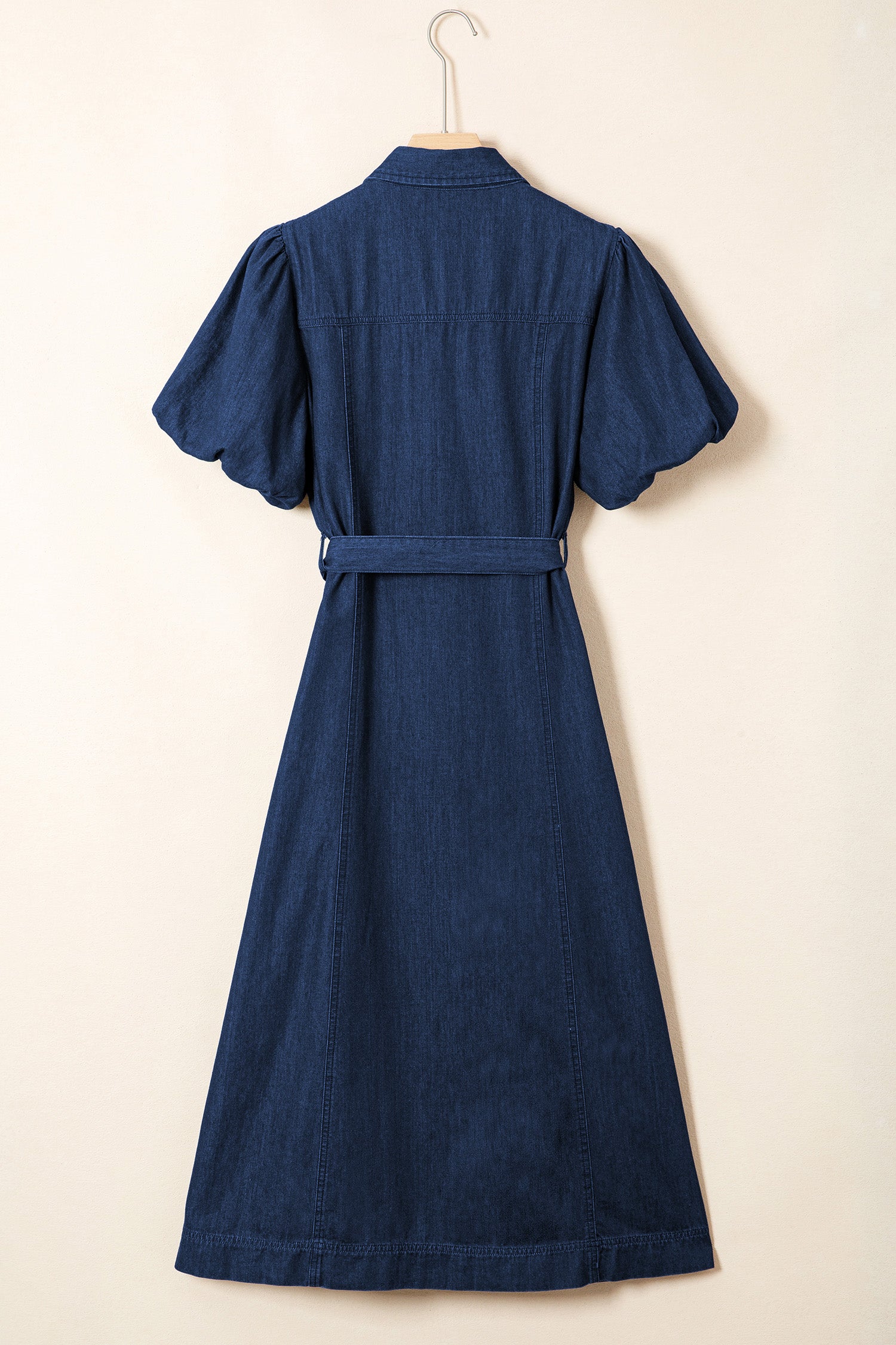 Blue Button-Down Denim Maxi Dress
