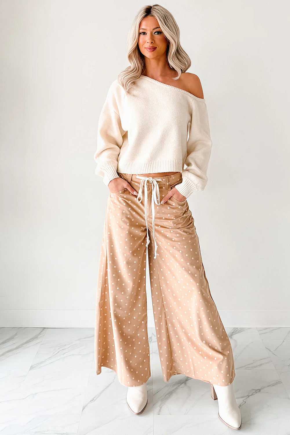 Khaki Wide Leg Pants