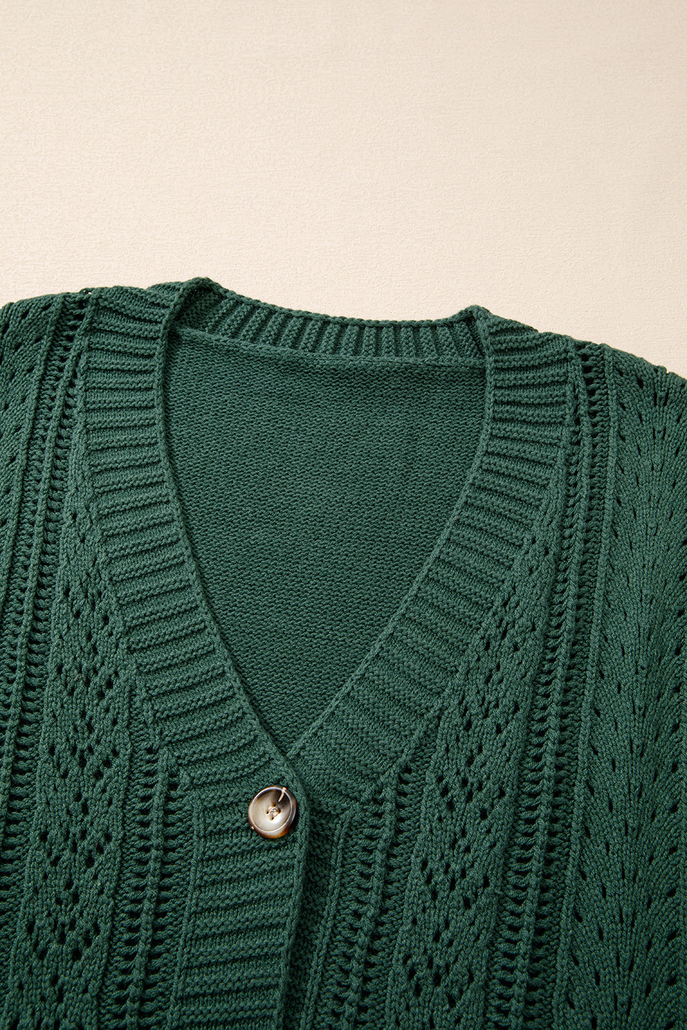 Green Open Knit Drop Shoulder Cardigan