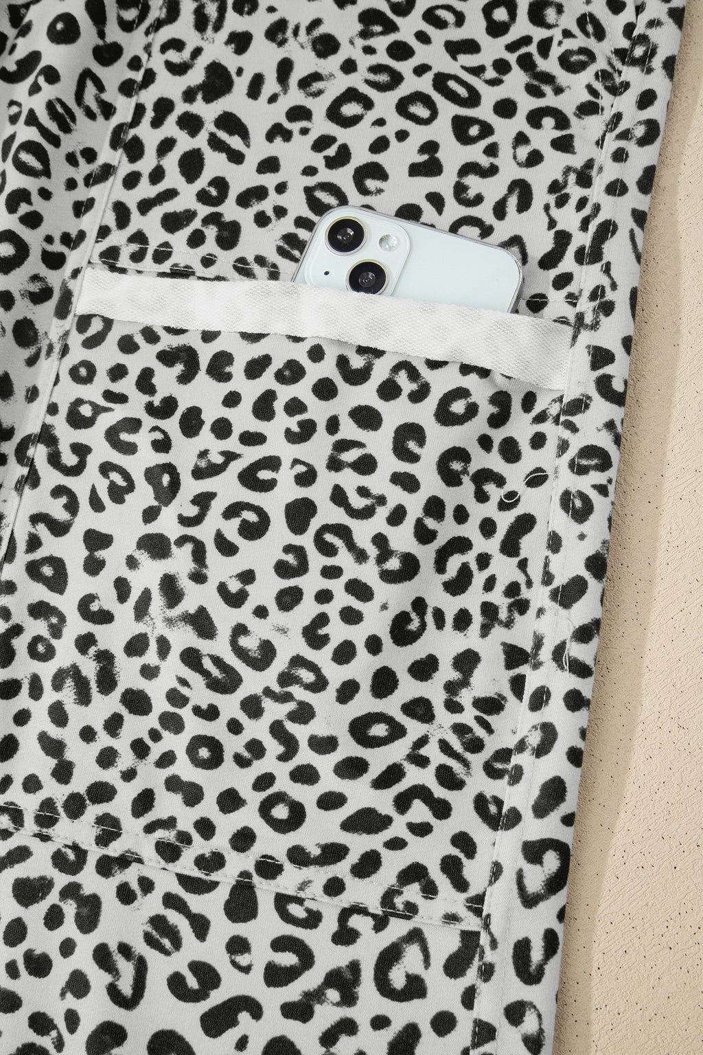 Gray Animal Print Wide Leg Pants