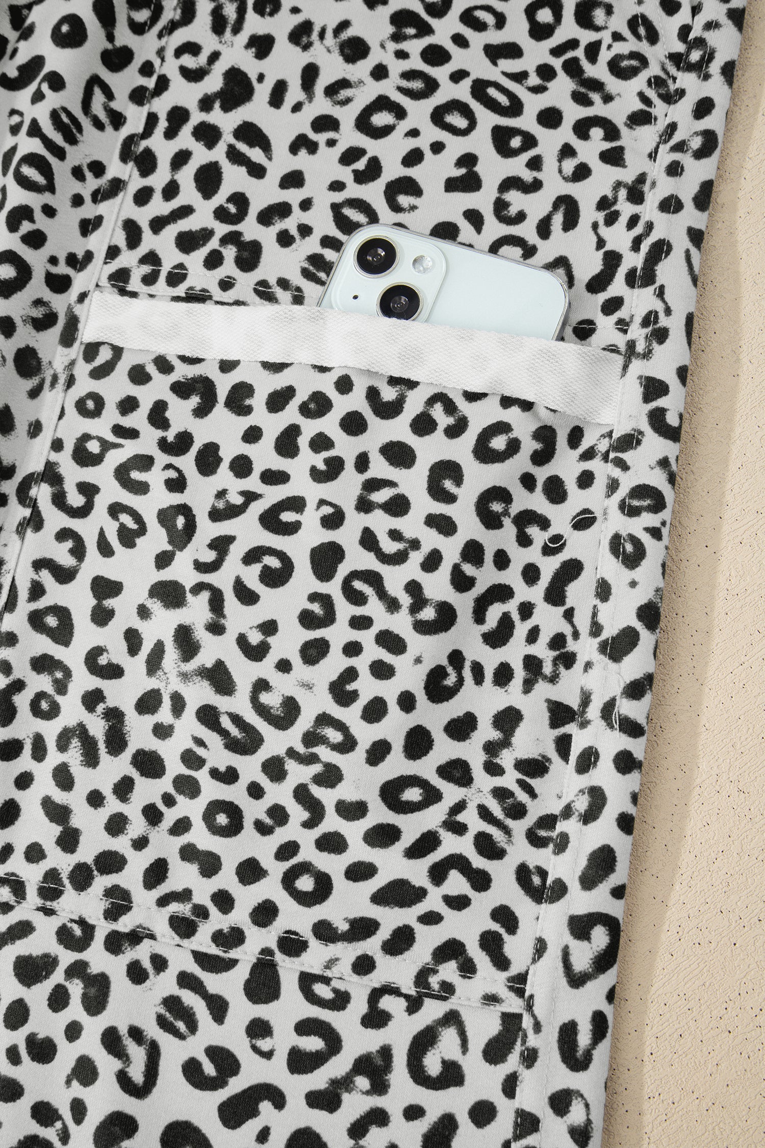 Gray Animal Print Wide Leg Pants