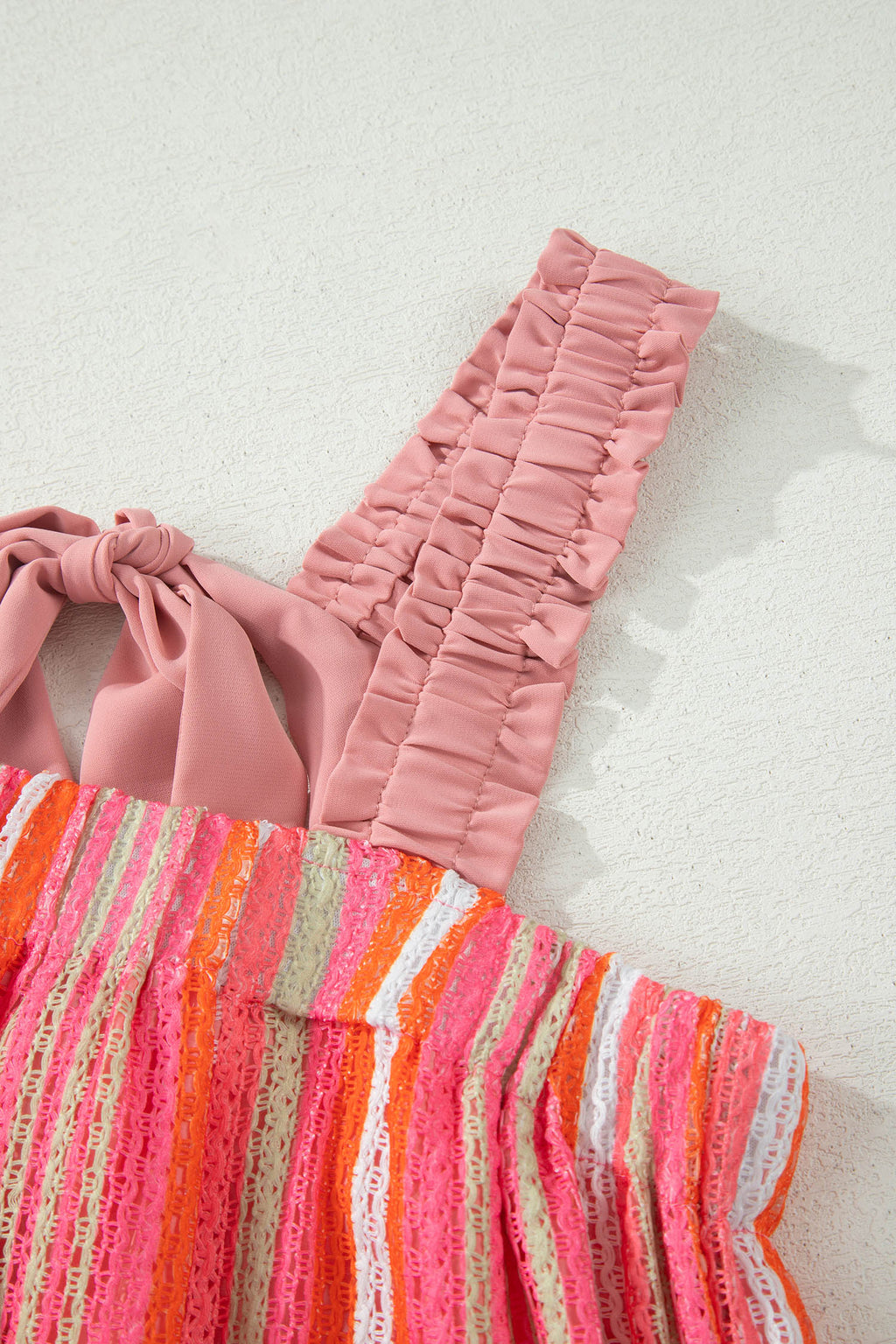 Pink Stripe Ribbon Knot Maxi Dress
