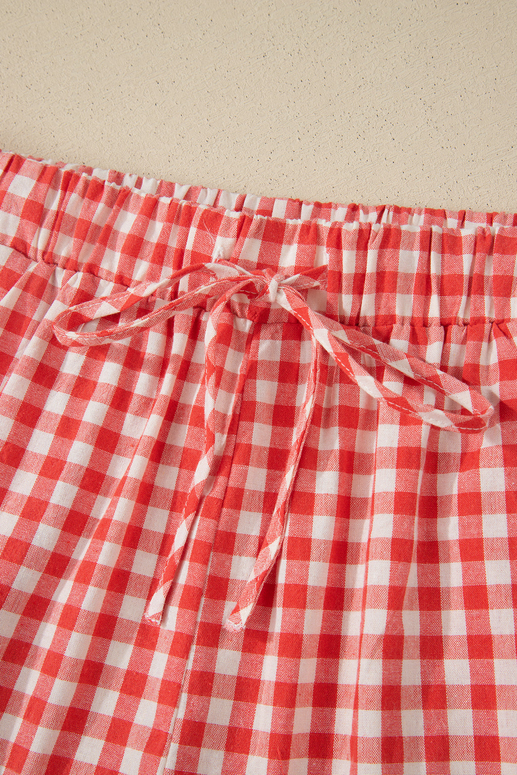 Red Gingham Lace Hem Shorts