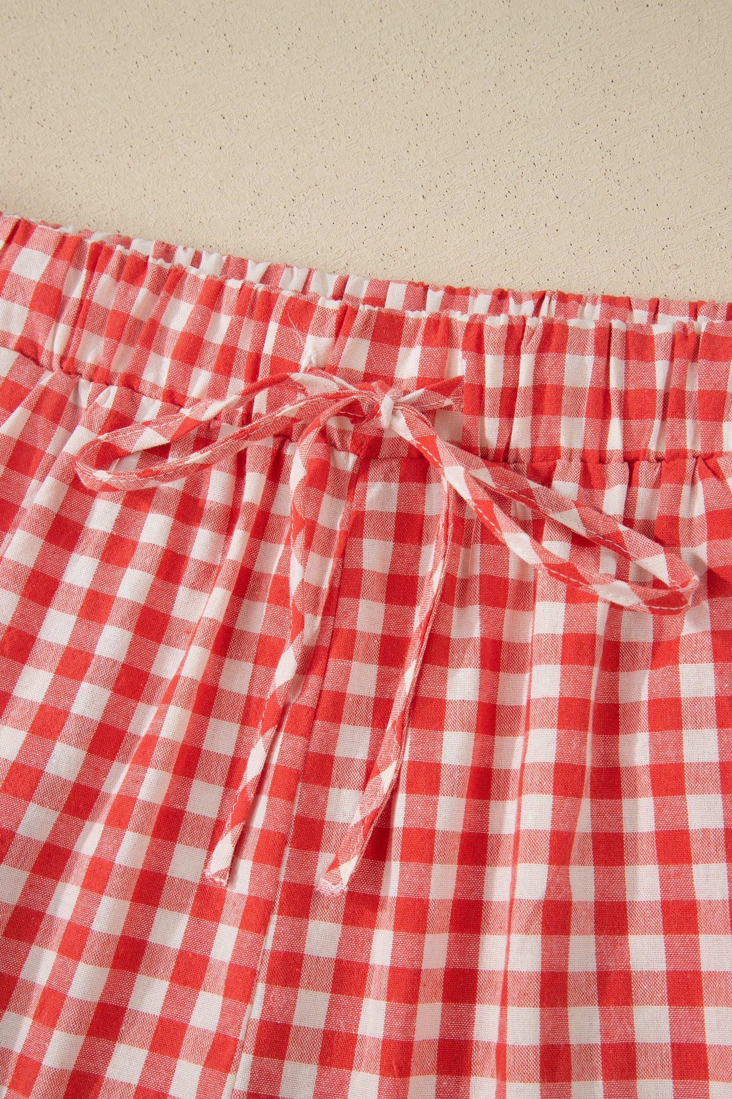 Red Gingham Lace Hem Shorts