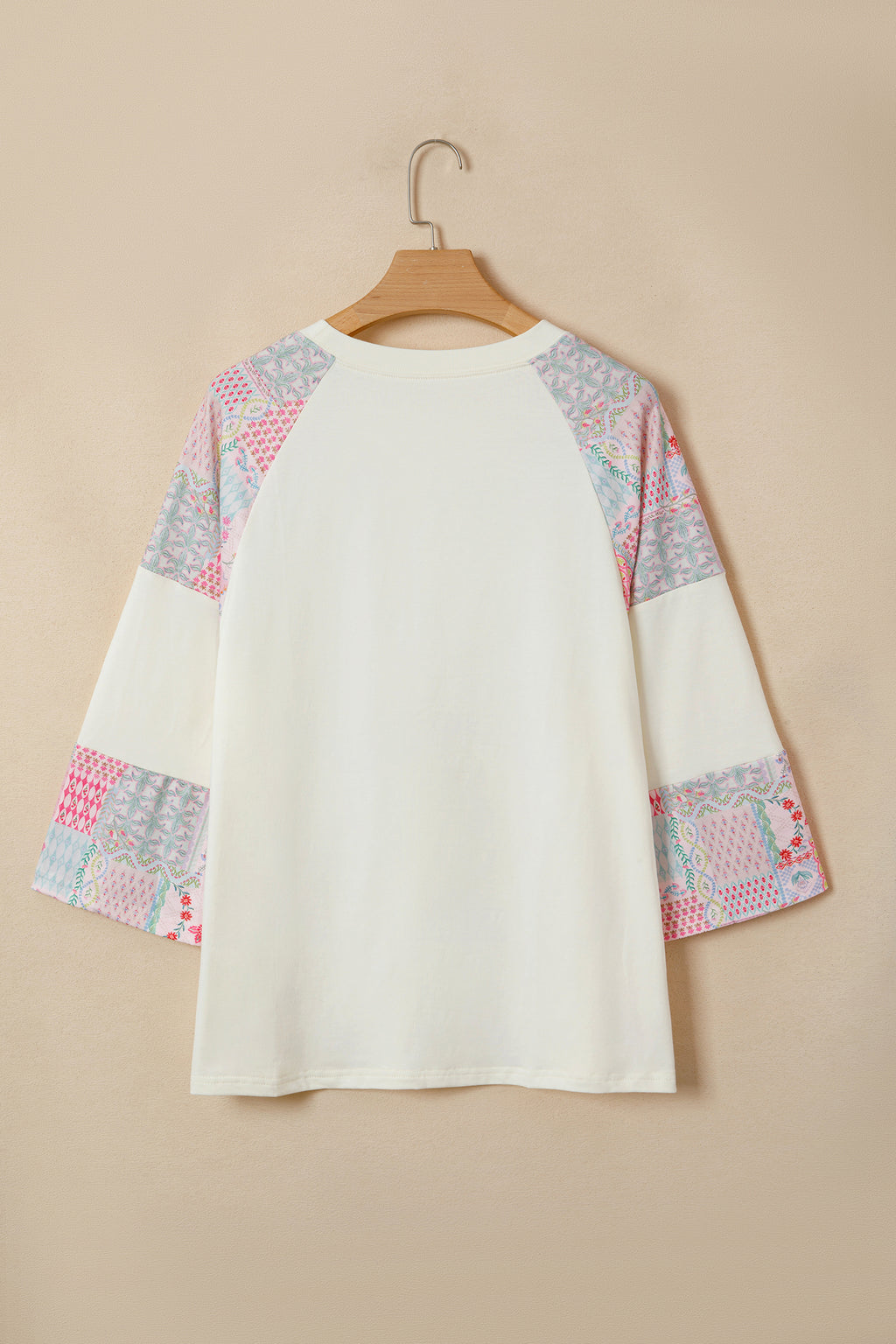 Beige Floral Patchwork Top