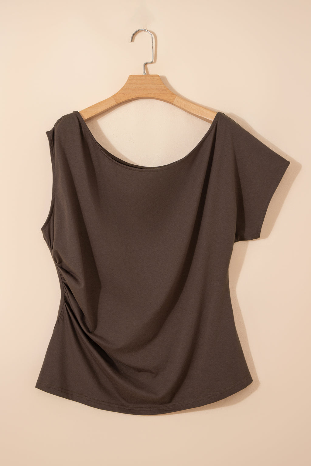 Coffee Plus Size Asymmetric Blouse