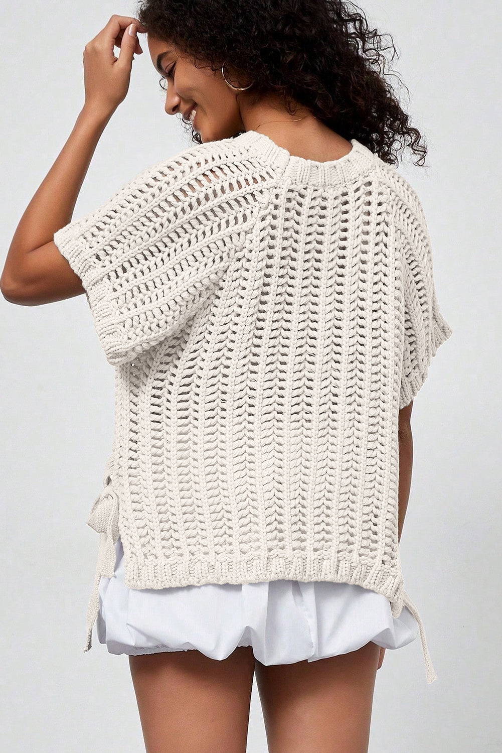 White Plus Size Bow Tie Sweater