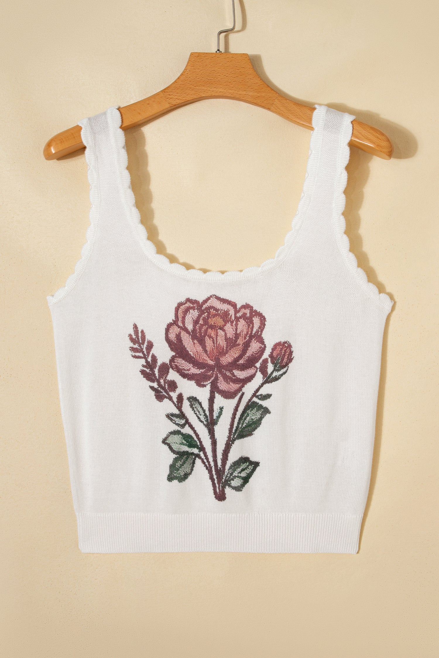 White Floral Knit Tank