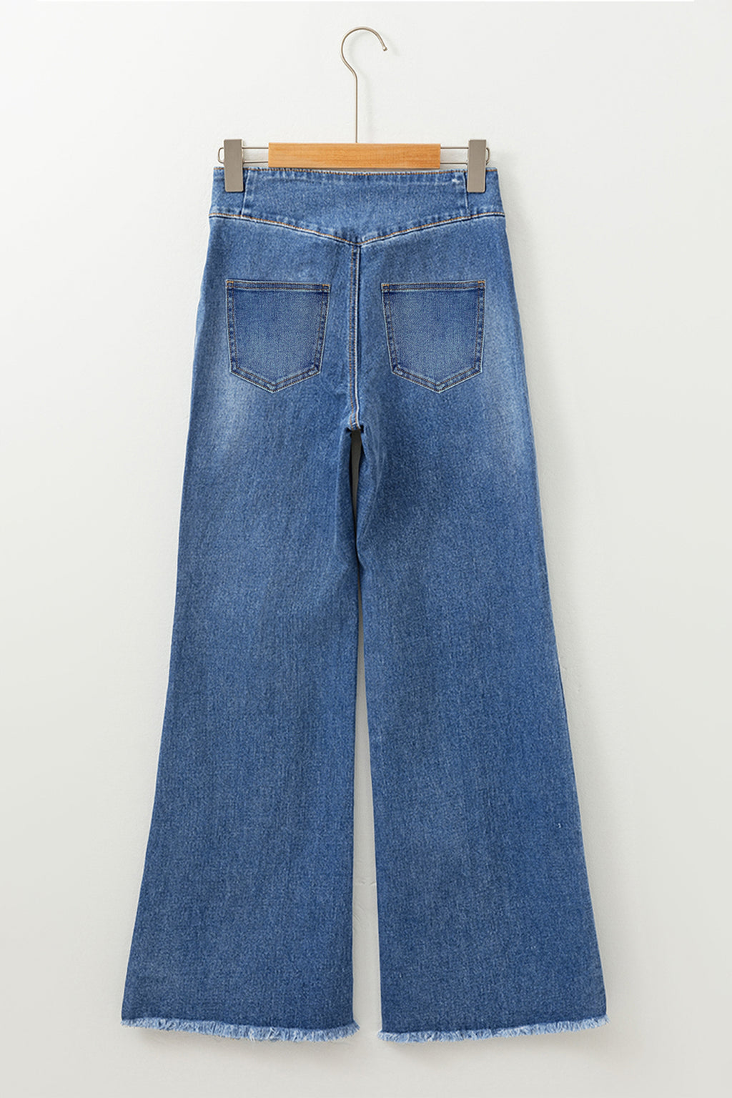Sail Blue Raw Hem Flare Jeans