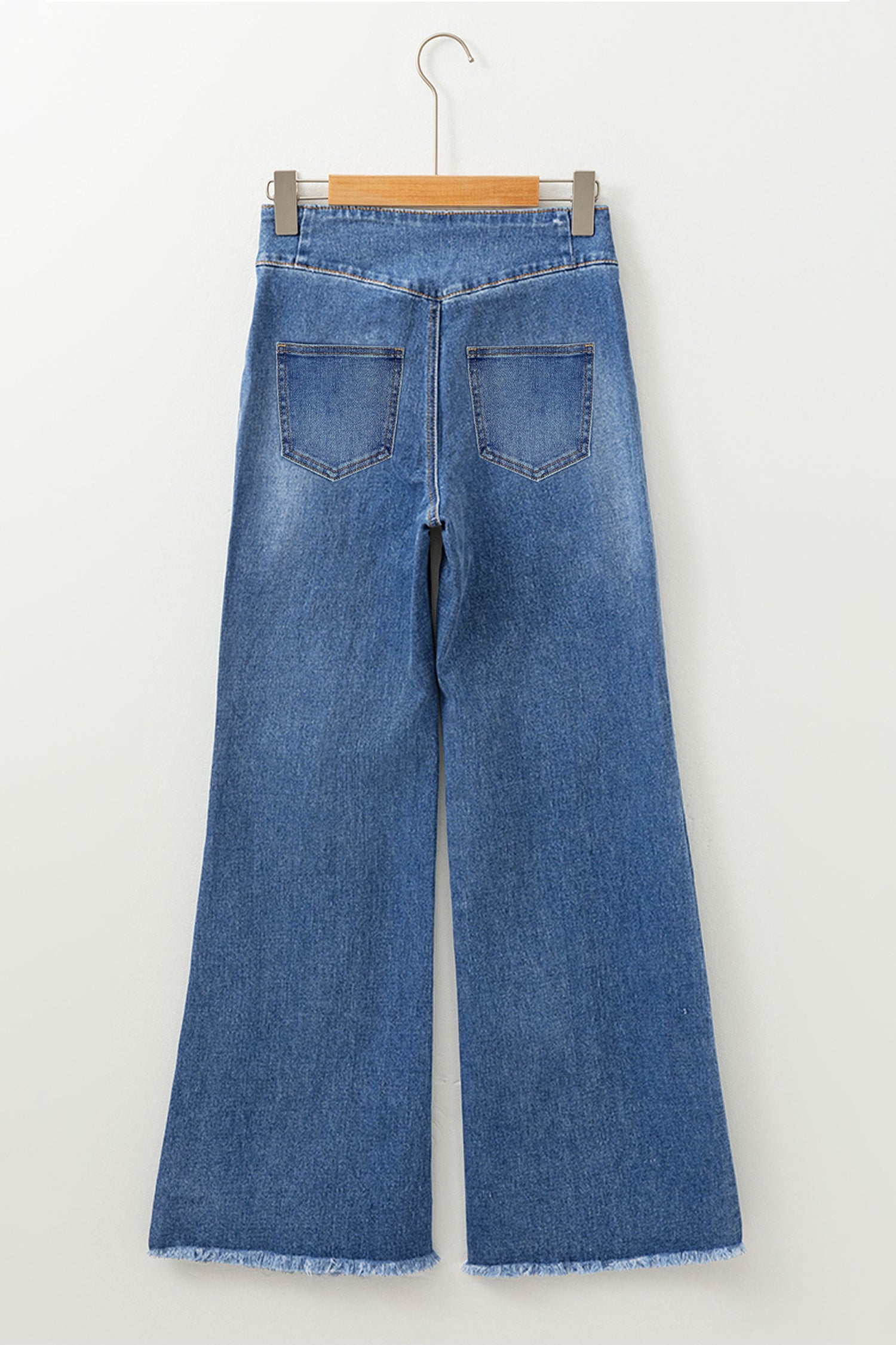 Sail Blue Raw Hem Flare Jeans