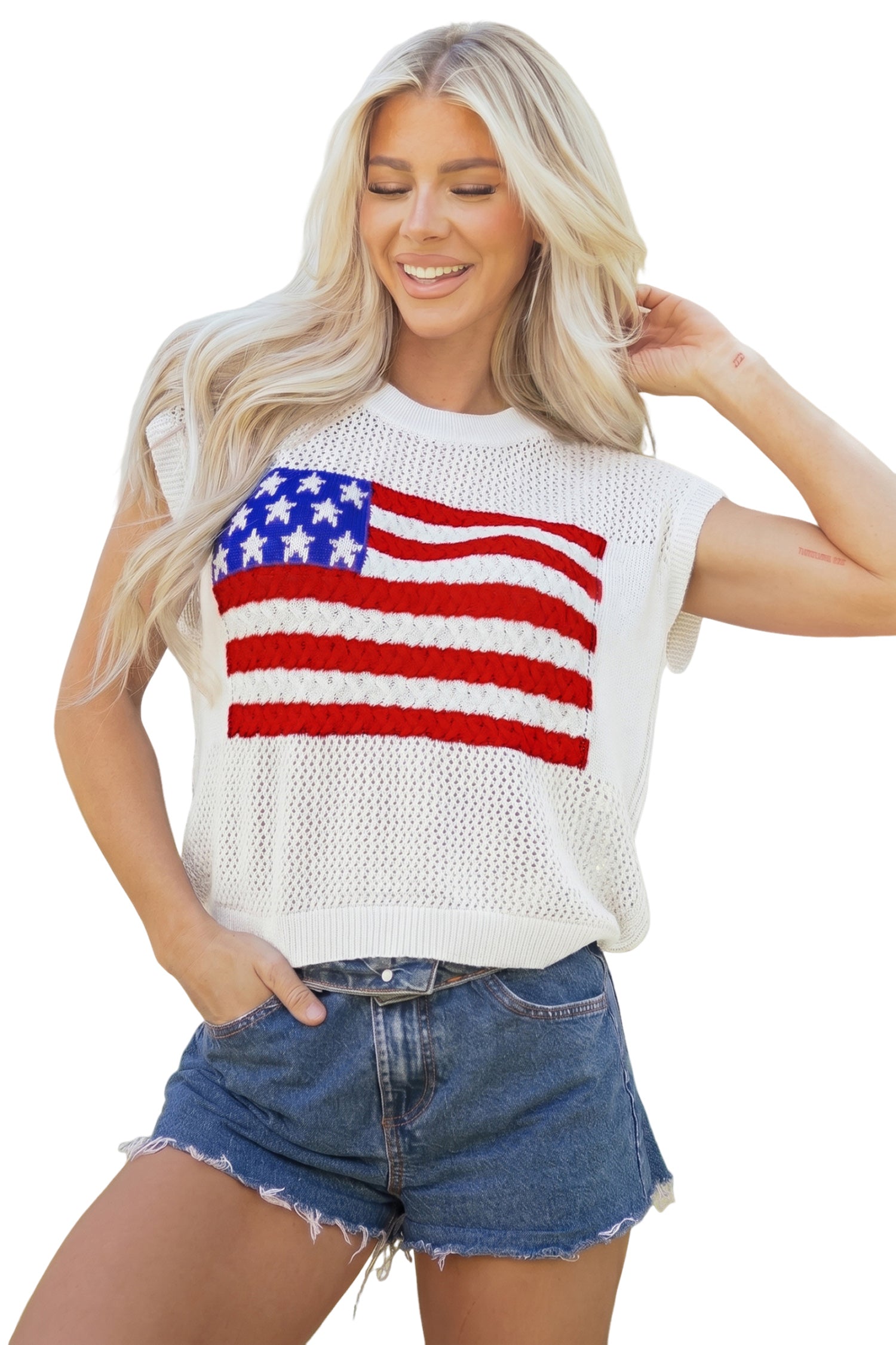 White Flag Graphic Sweater Top