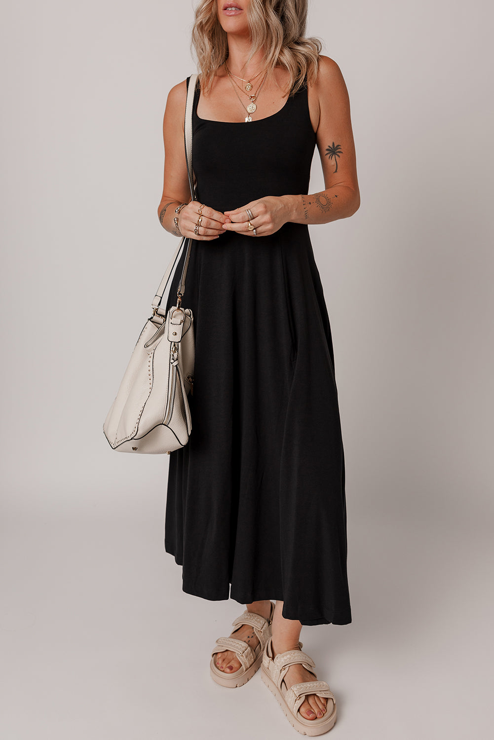 Black Split Midi Dress