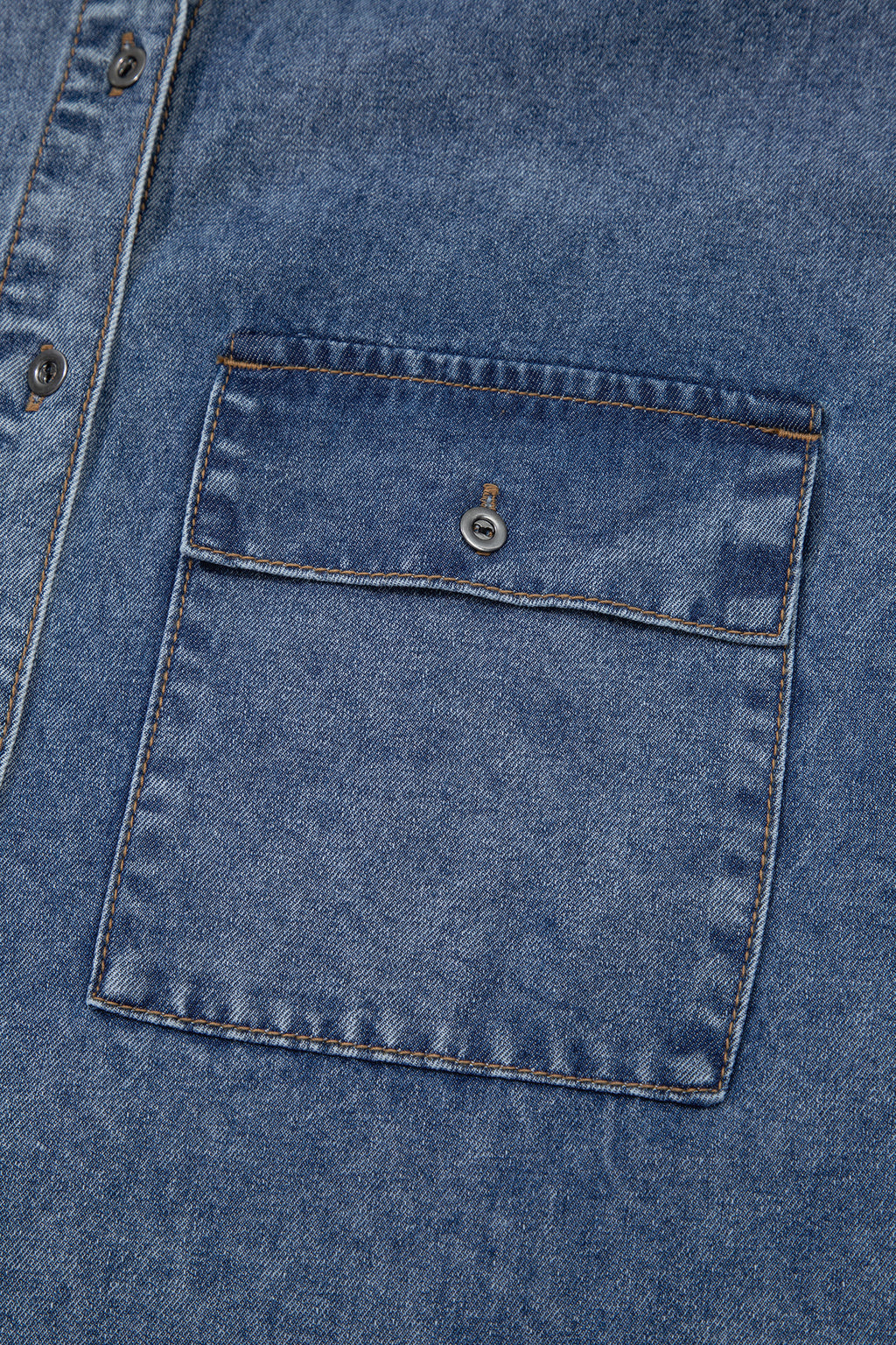 Blue Cuffed Short Sleeve Denim Shirt