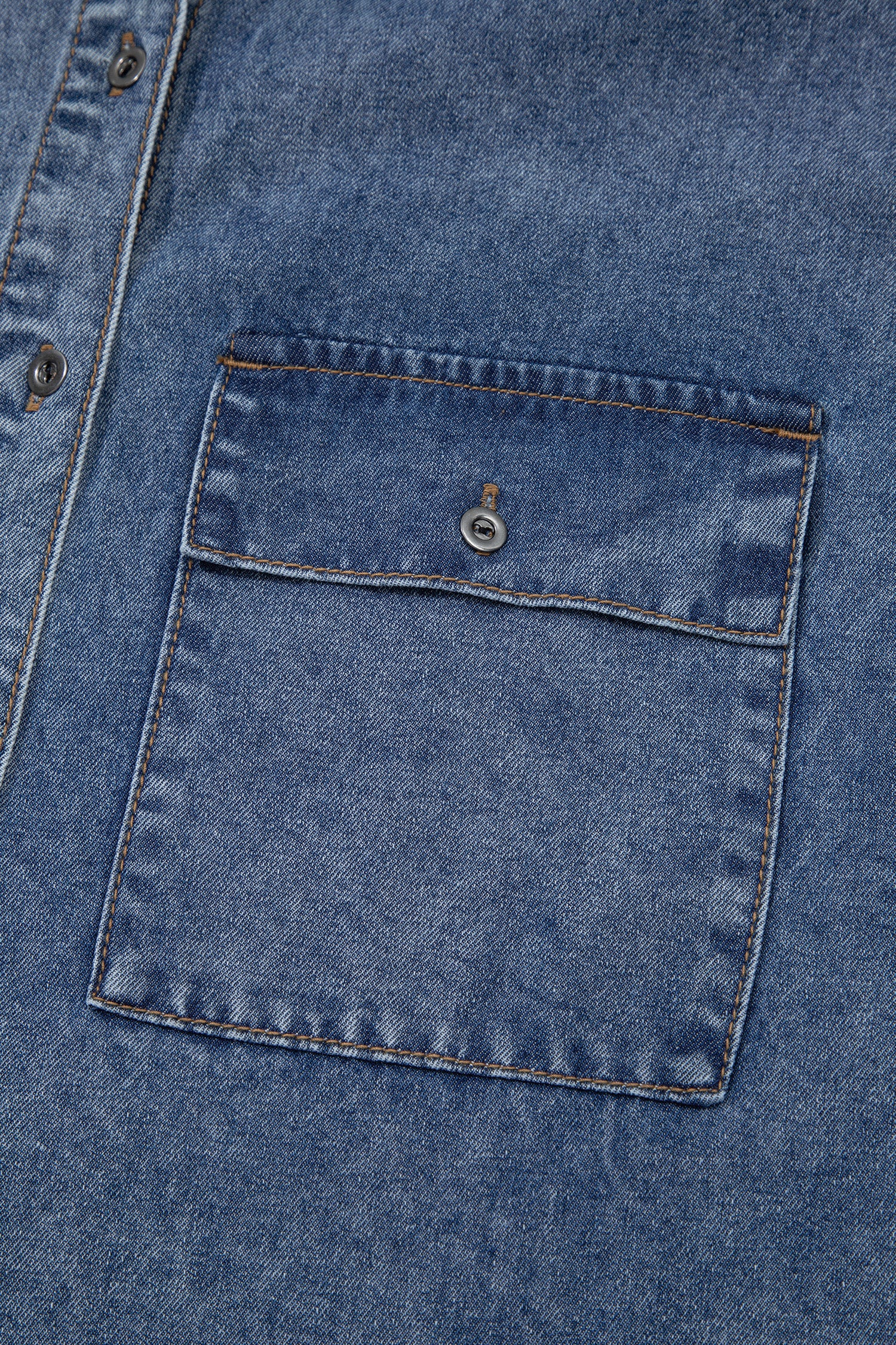 Blue Cuffed Short Sleeve Denim Shirt