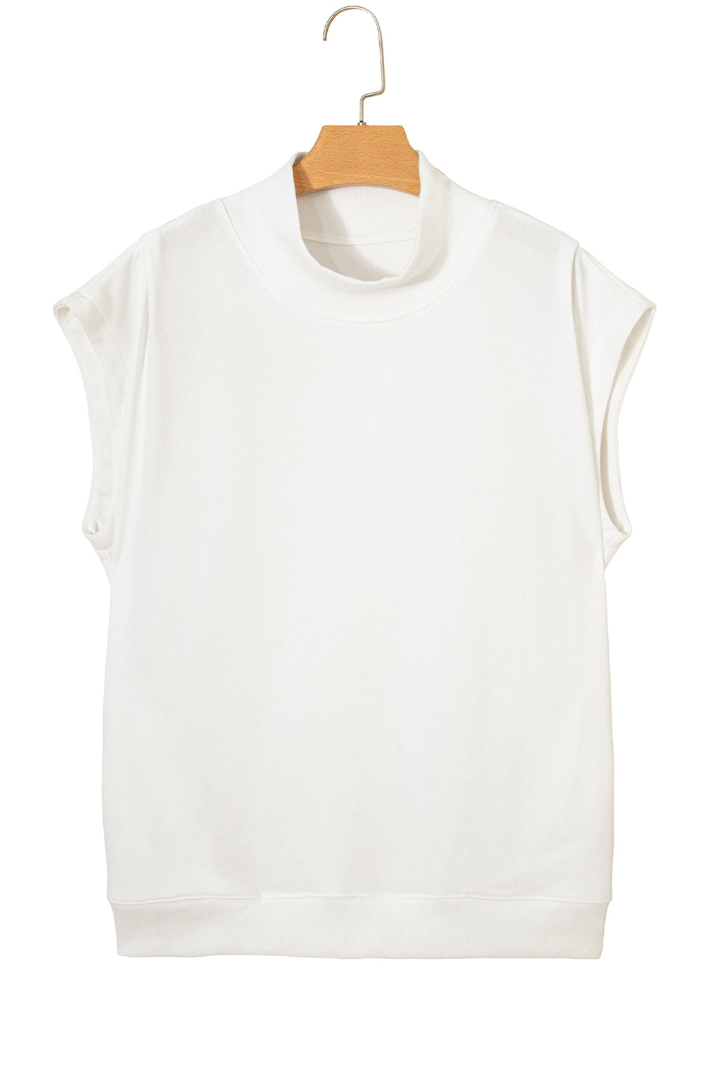 White High Neck Cap Sleeve Top