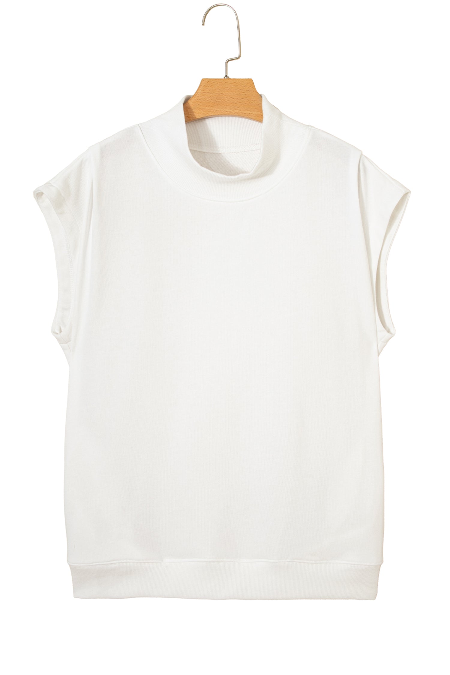 White High Neck Cap Sleeve Top