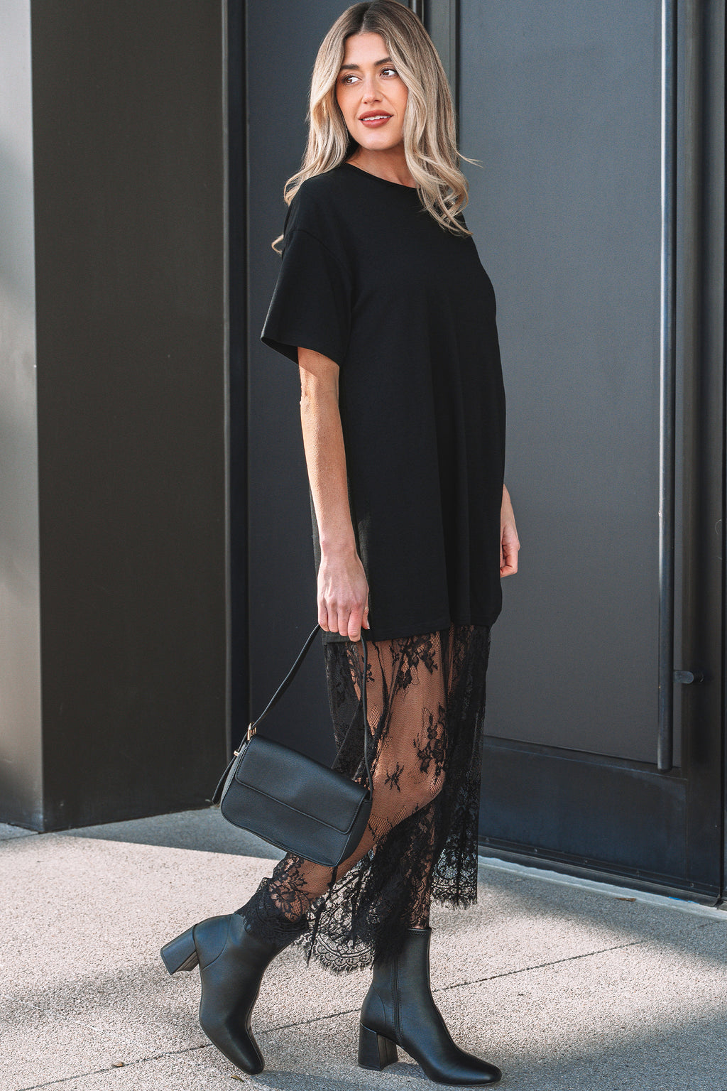 Black Floral Patchwork Maxi Dress