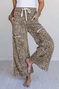 Khaki Animal Print Wide Leg Pants