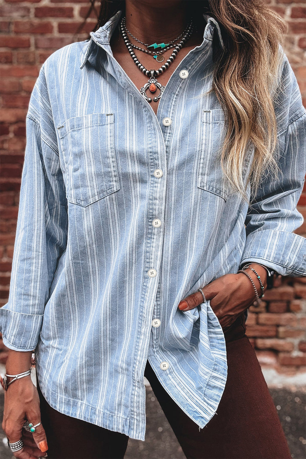Blue Stripe Denim Shirt