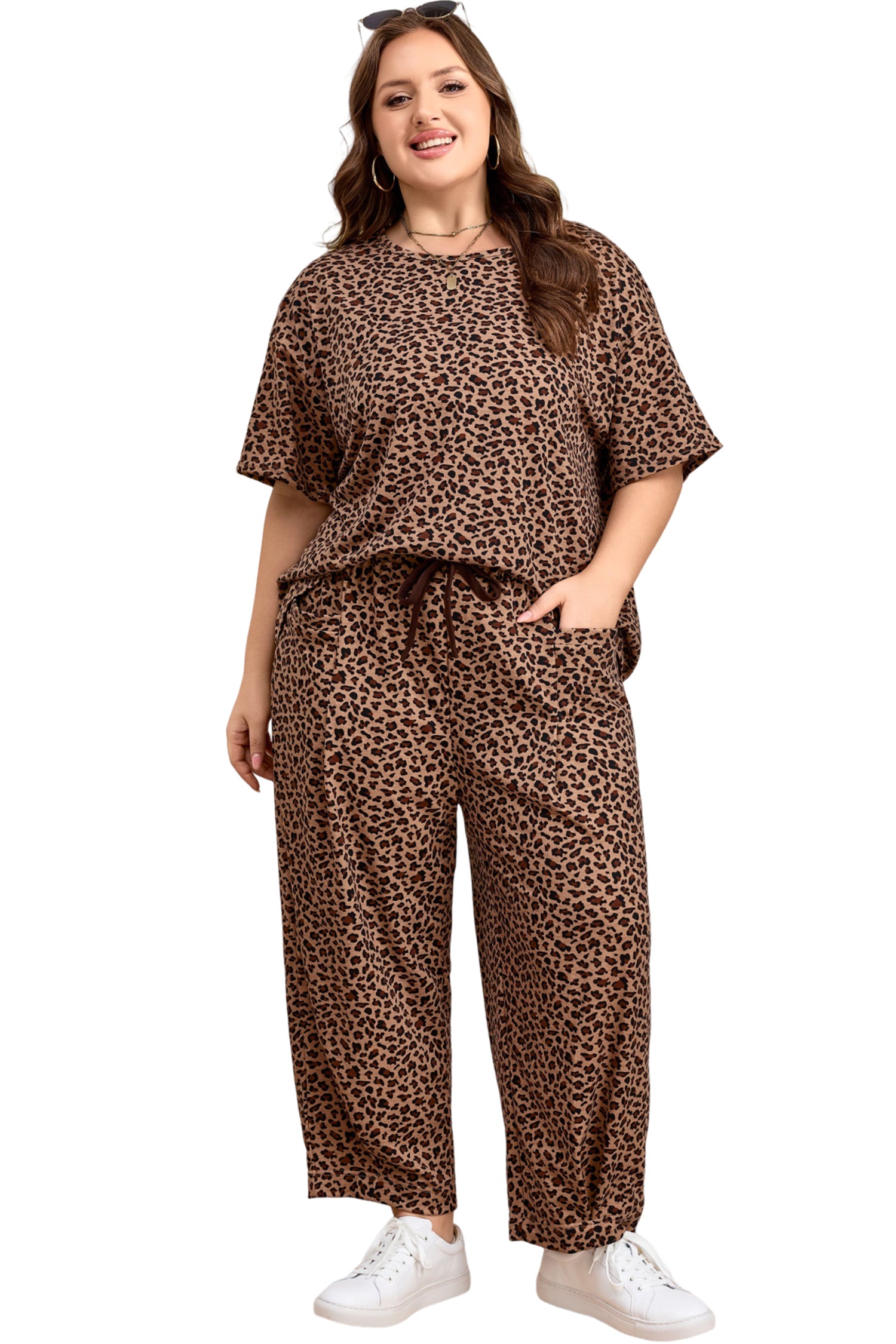 Brown Leopard Plus Size Set