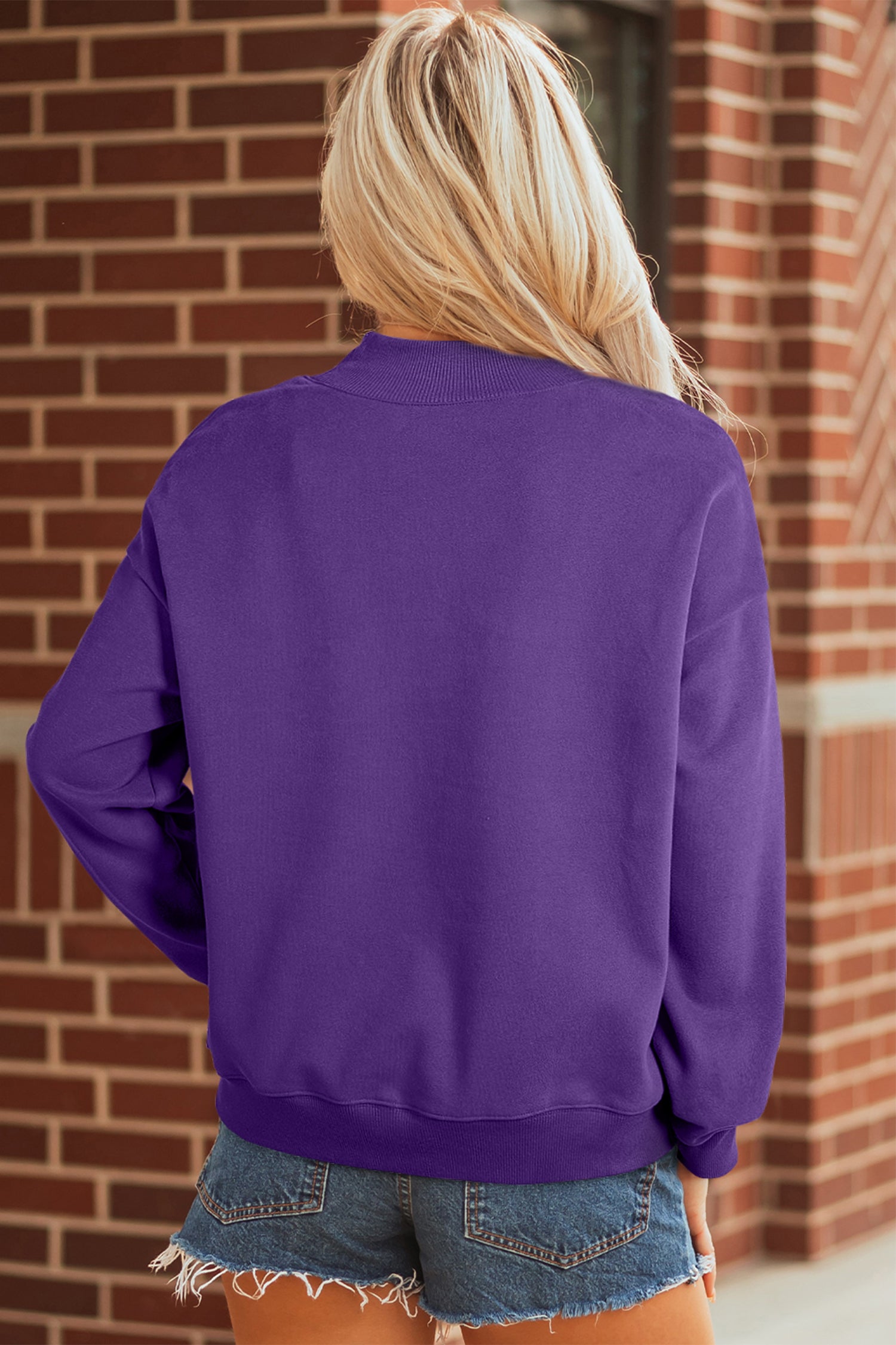 Purple Mock Neck Sweatshirt