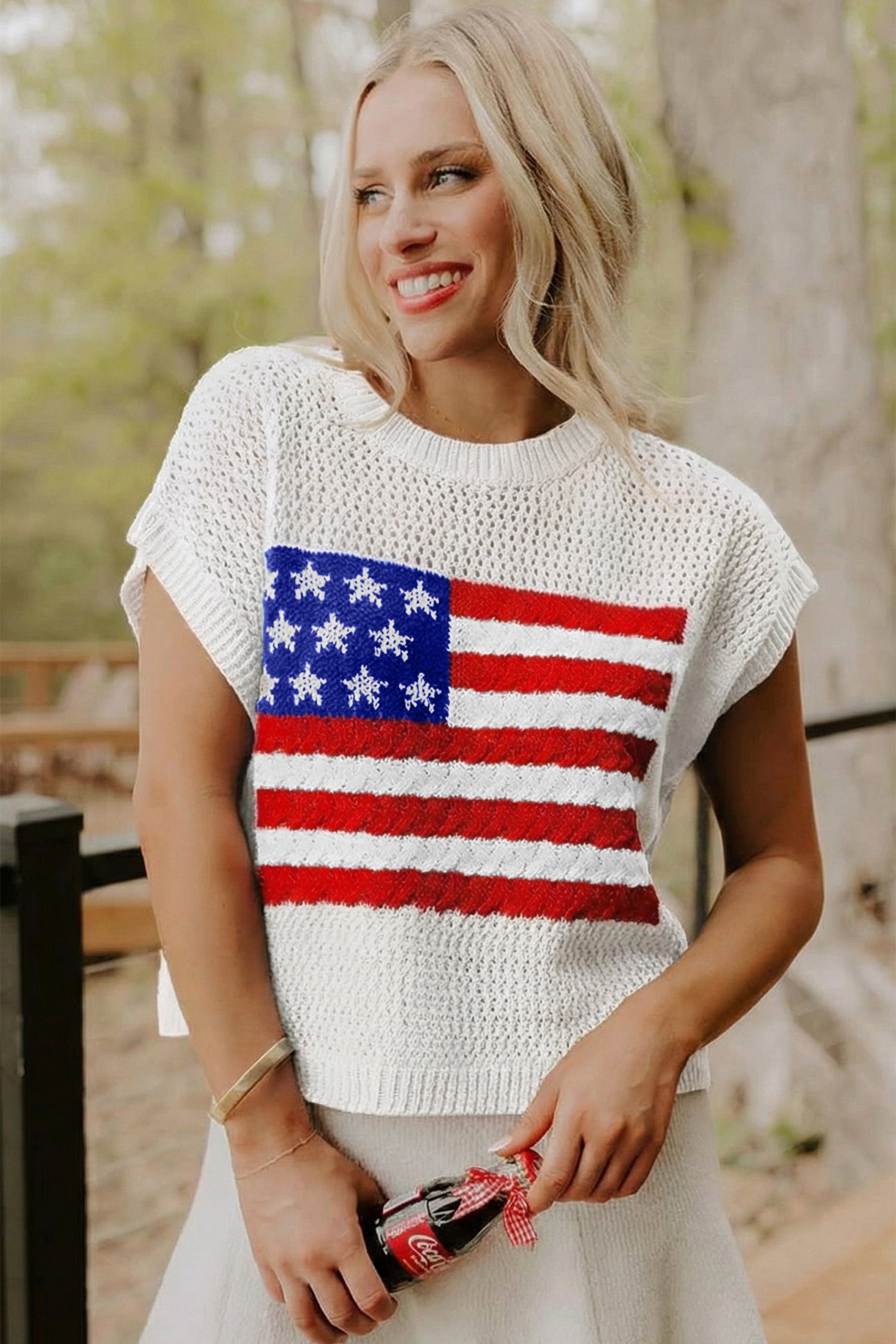 White Flag Graphic Sweater Top