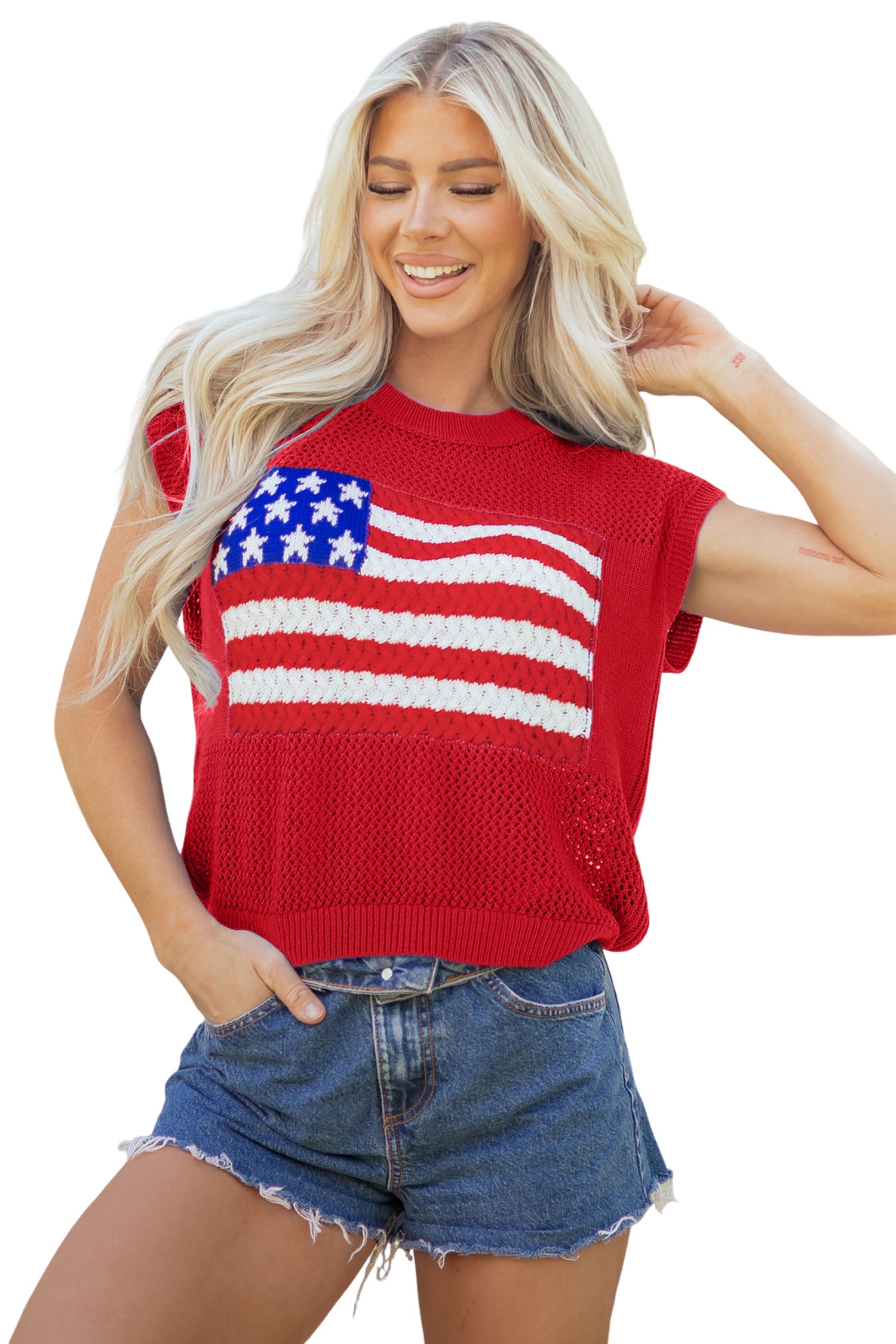 Red Flag Sweater Top