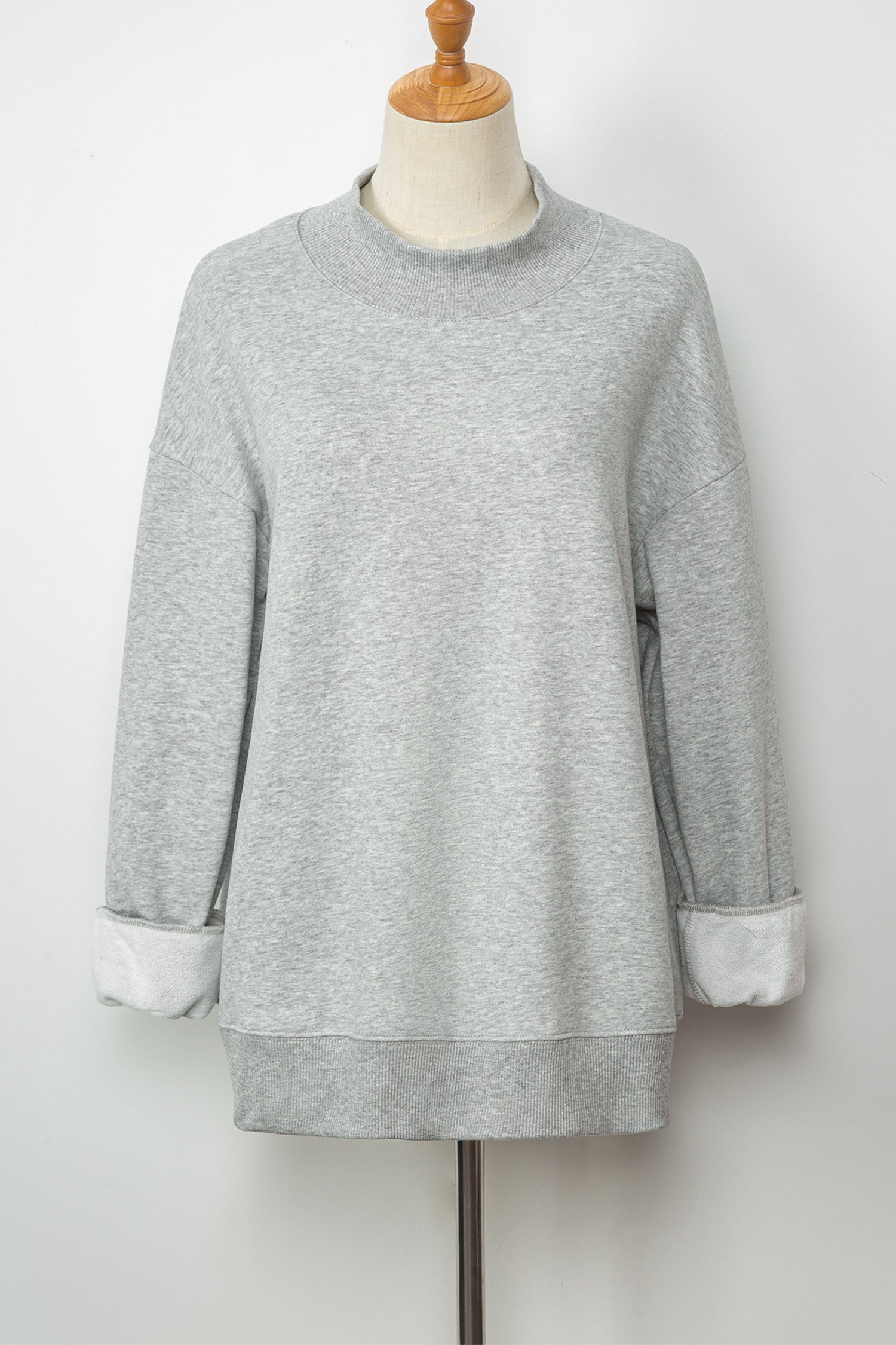 Gray Mock Neck Sweatshirt