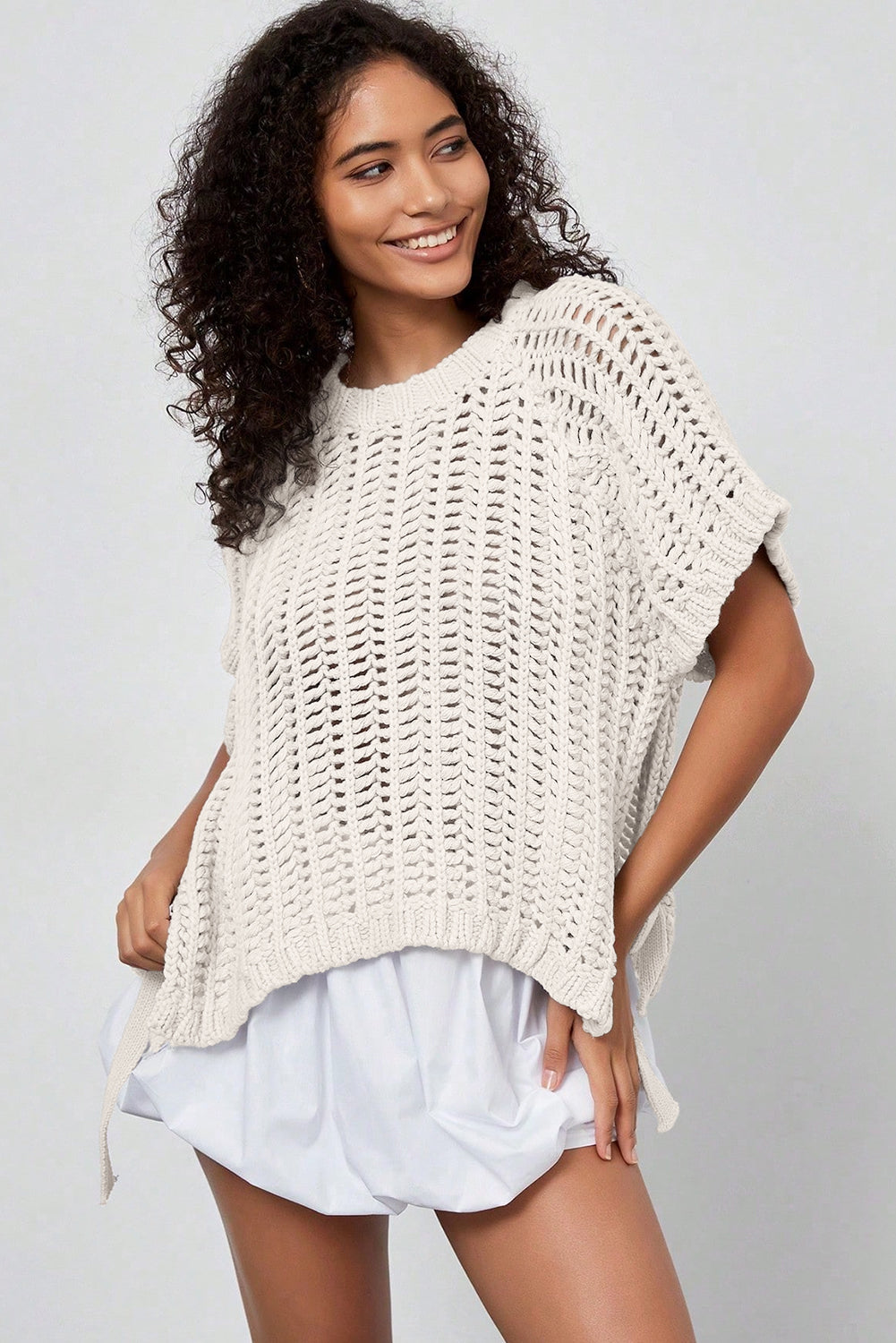 White Plus Size Bow Tie Sweater