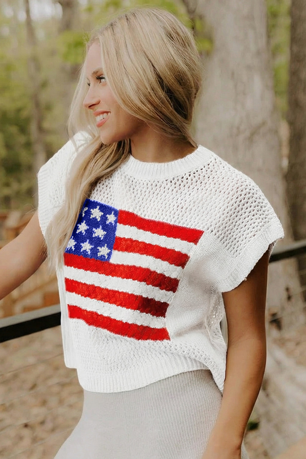 White Flag Graphic Sweater Top