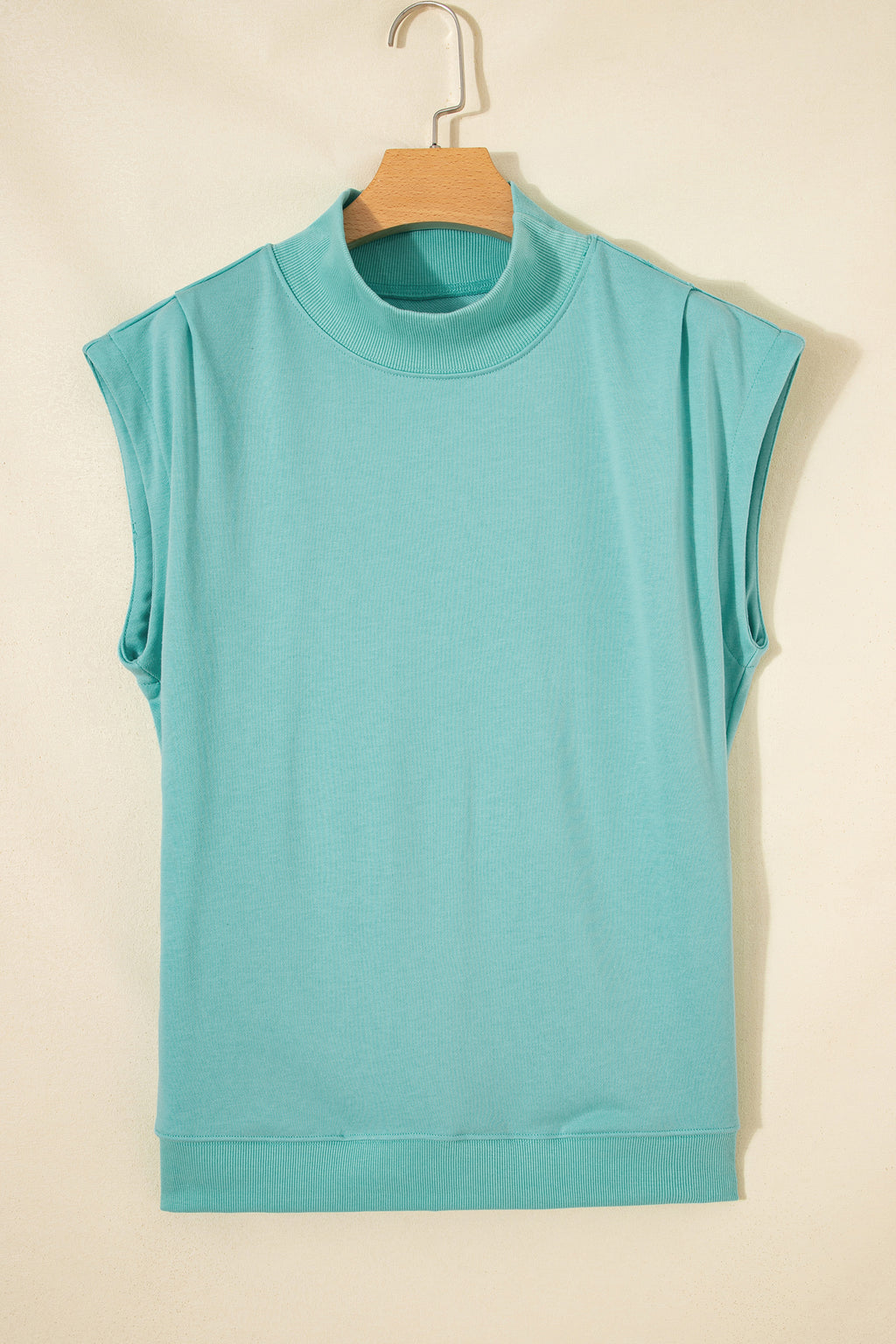 Mint High Neck Cap Sleeve Top