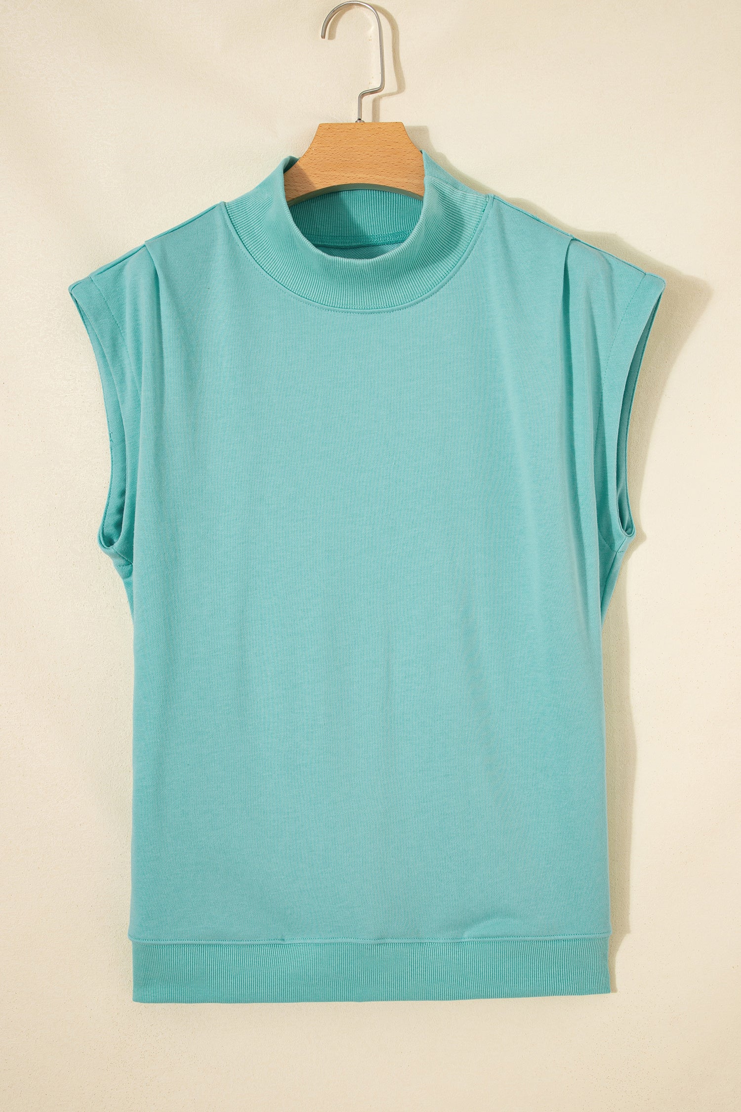 Mint High Neck Cap Sleeve Top