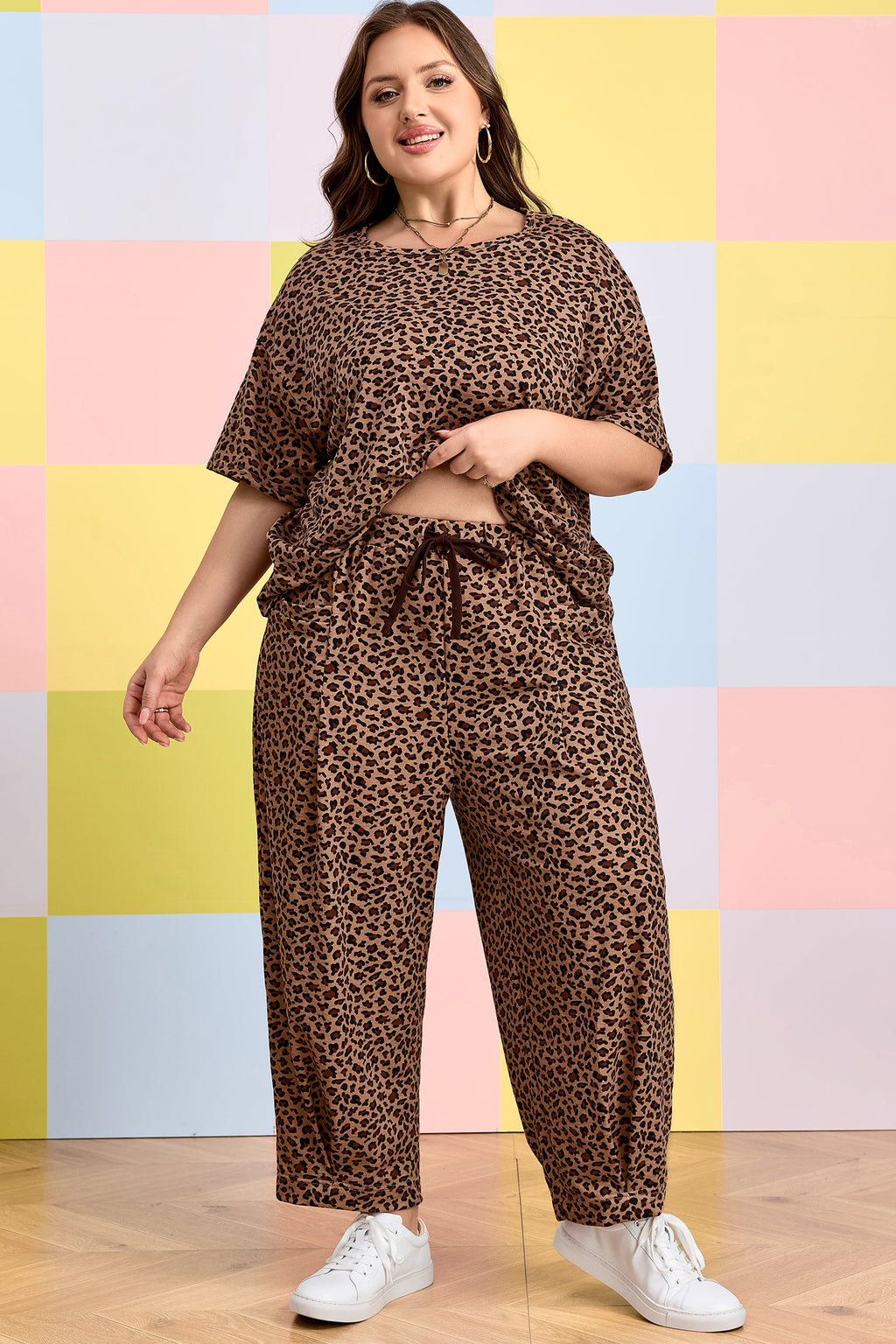 Brown Leopard Plus Size Set