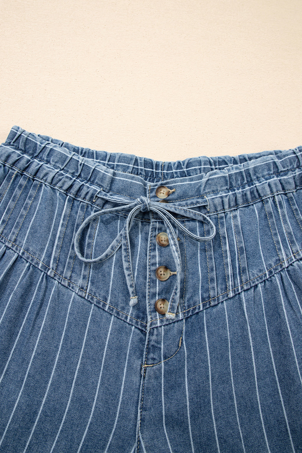 Sky Blue Stripe Wide Leg Jeans