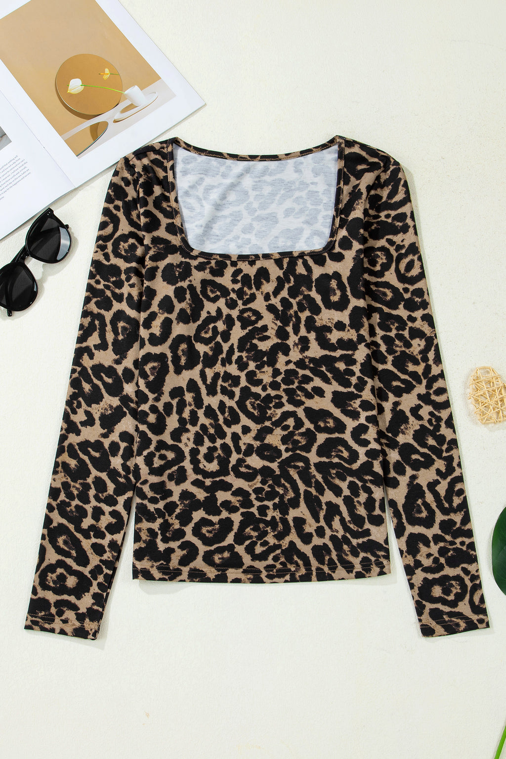 Brown Leopard Print Long Sleeve Tee