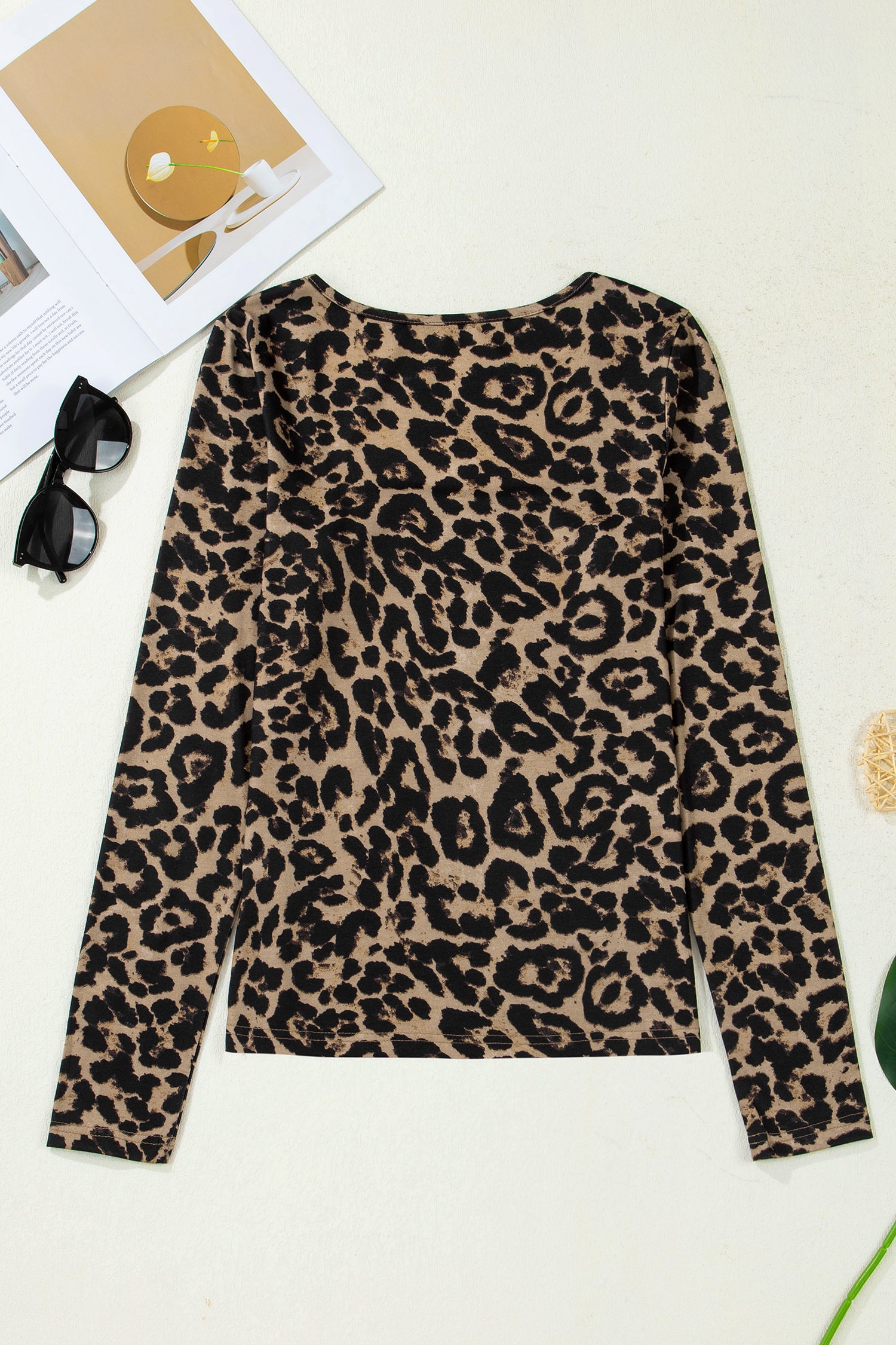 Brown Leopard Print Long Sleeve Tee