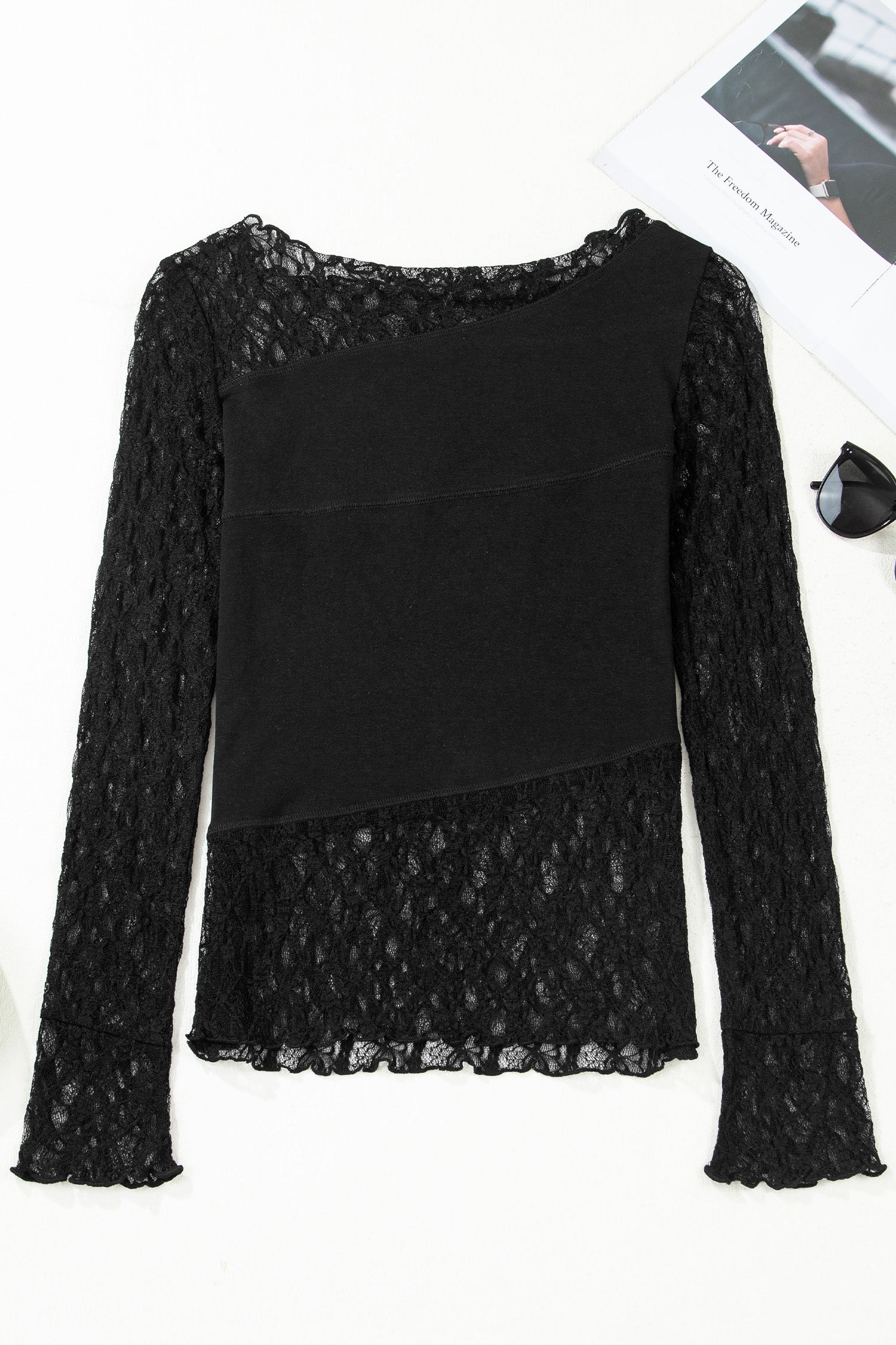 Black Lace Long Sleeve Top