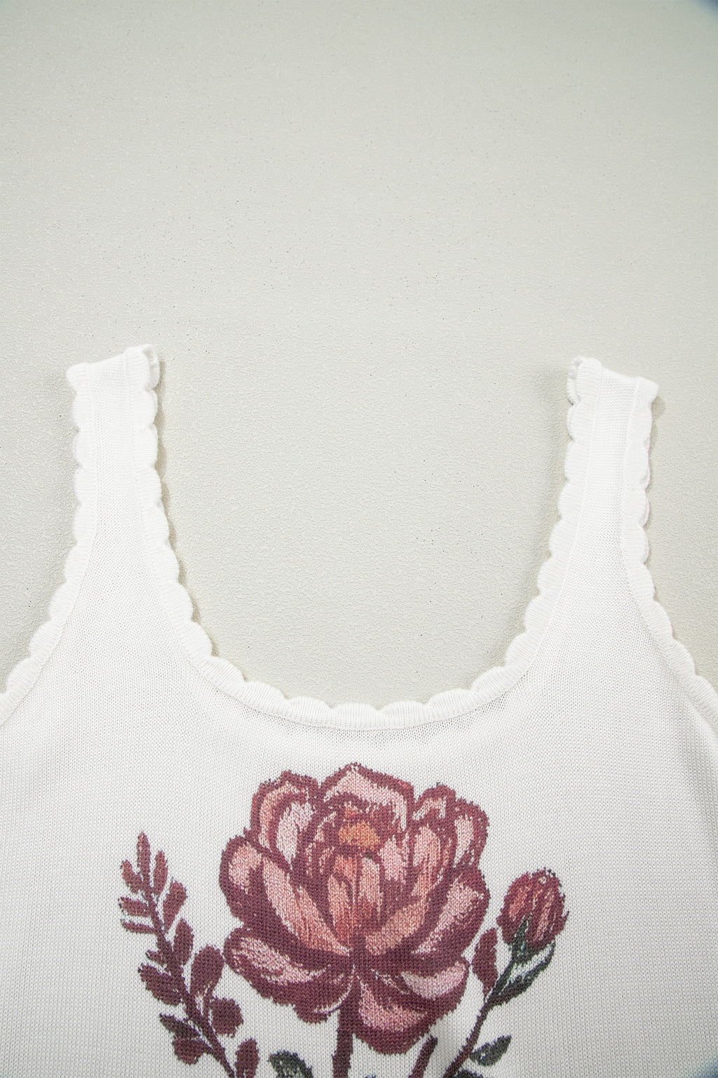 White Floral Knit Tank