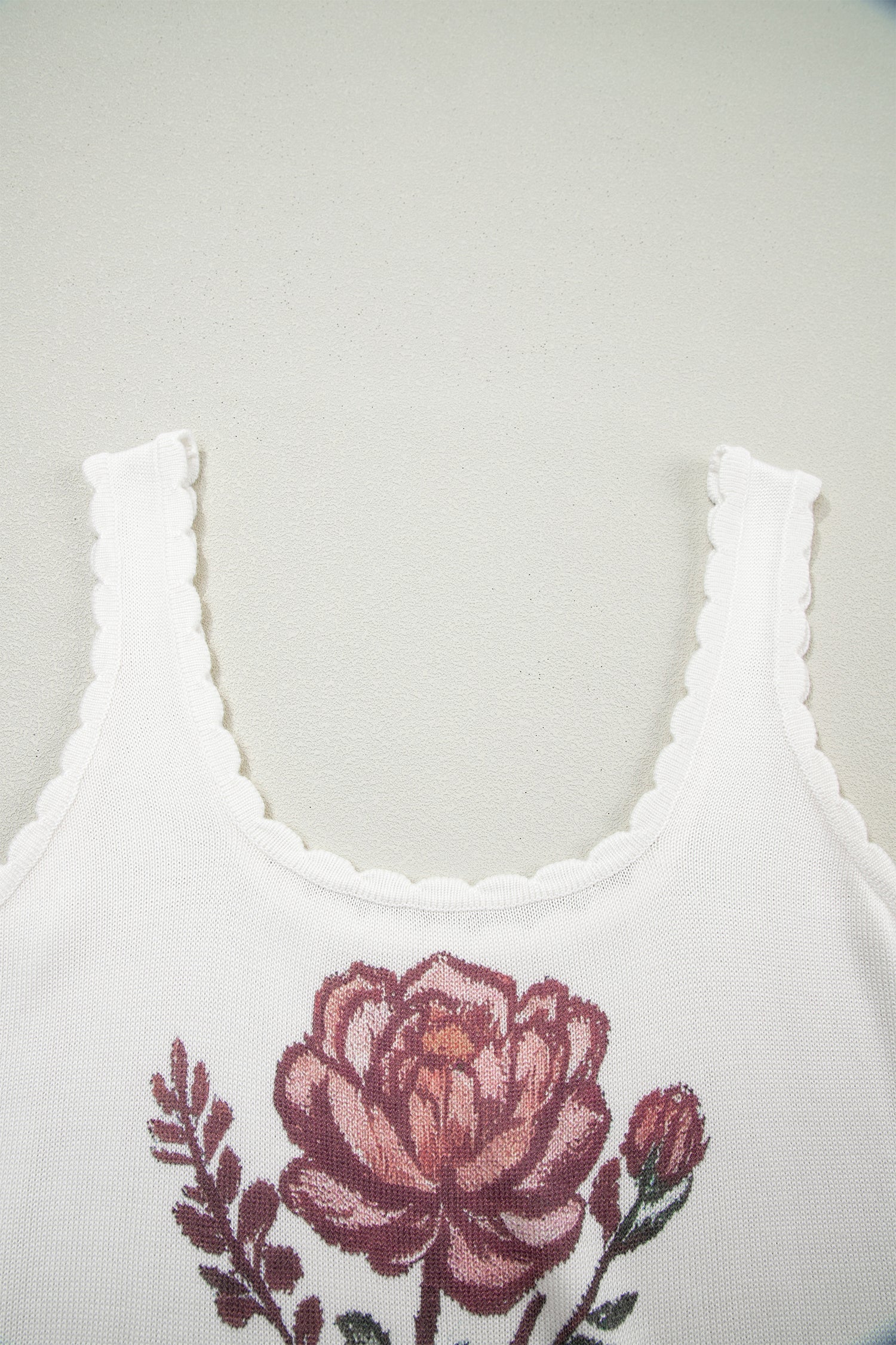 White Floral Knit Tank