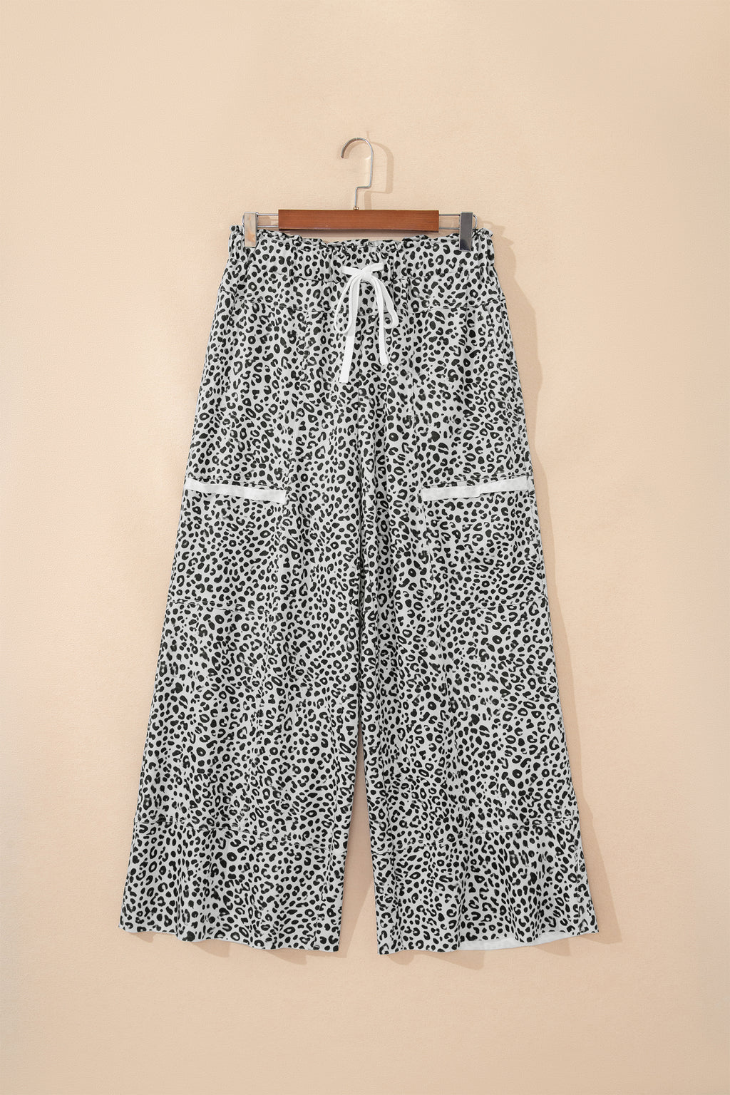 Gray Animal Print Wide Leg Pants