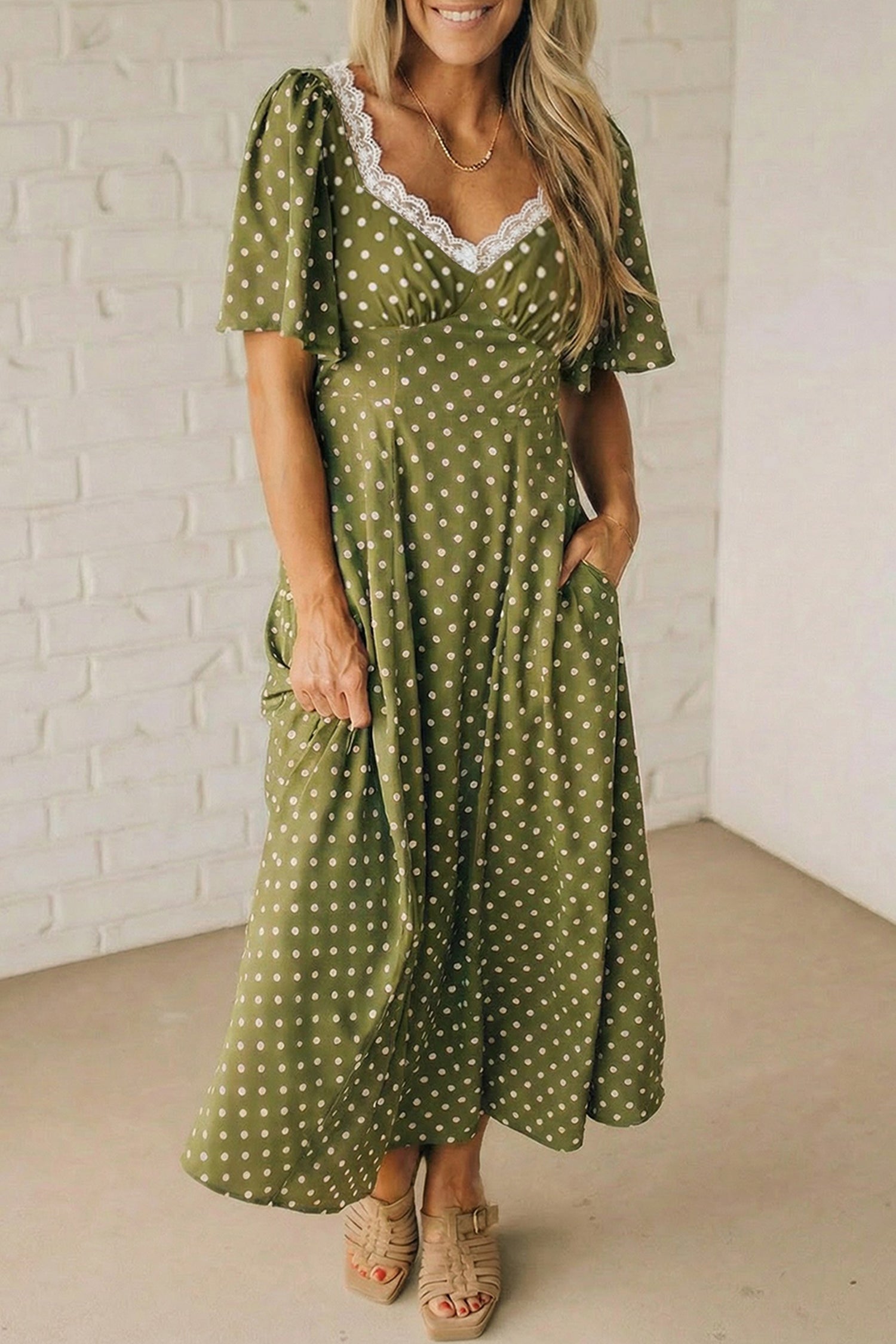 Green Polka Dot Maxi Dress