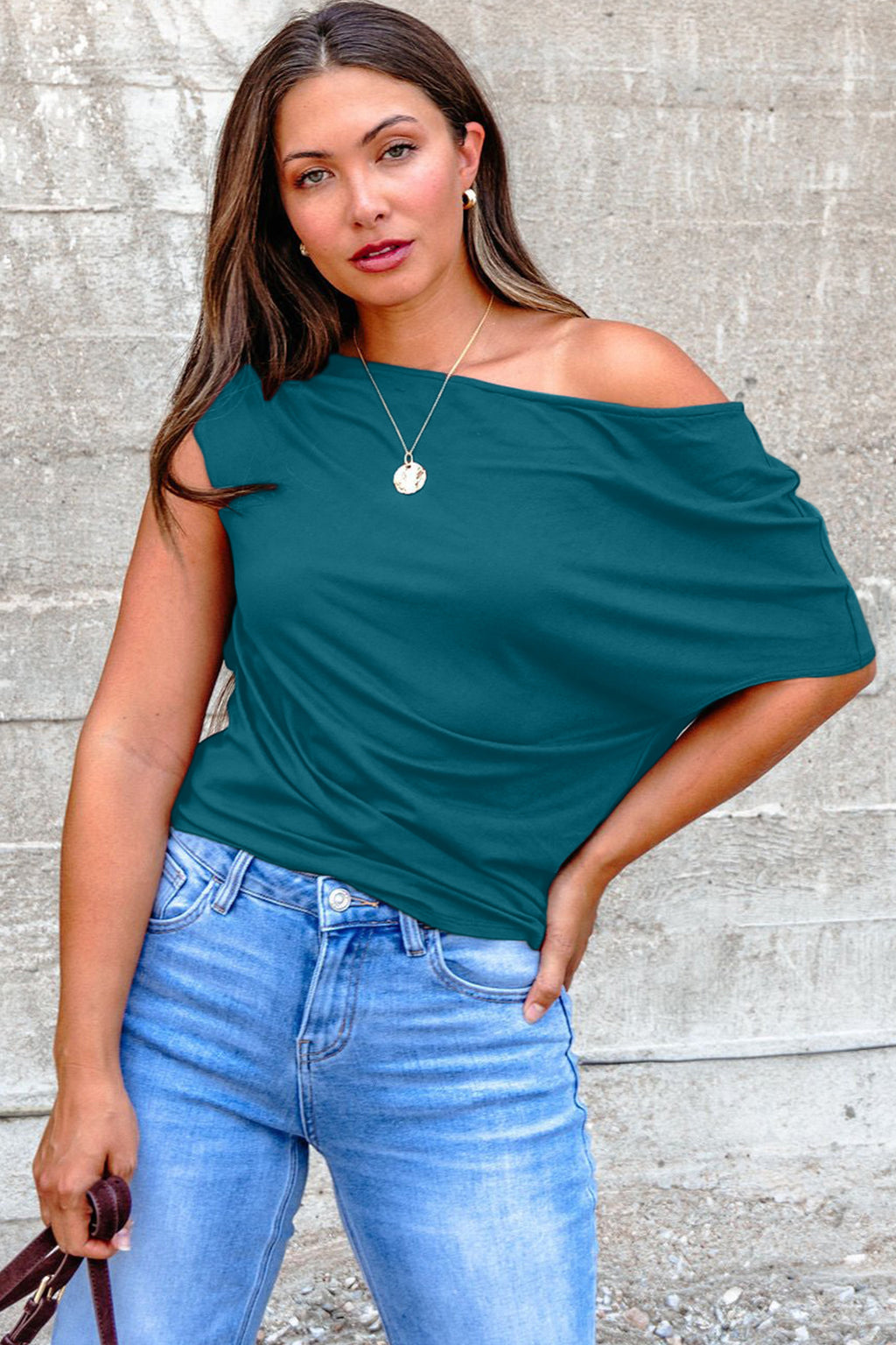 Blue Plus Size Asymmetric Blouse