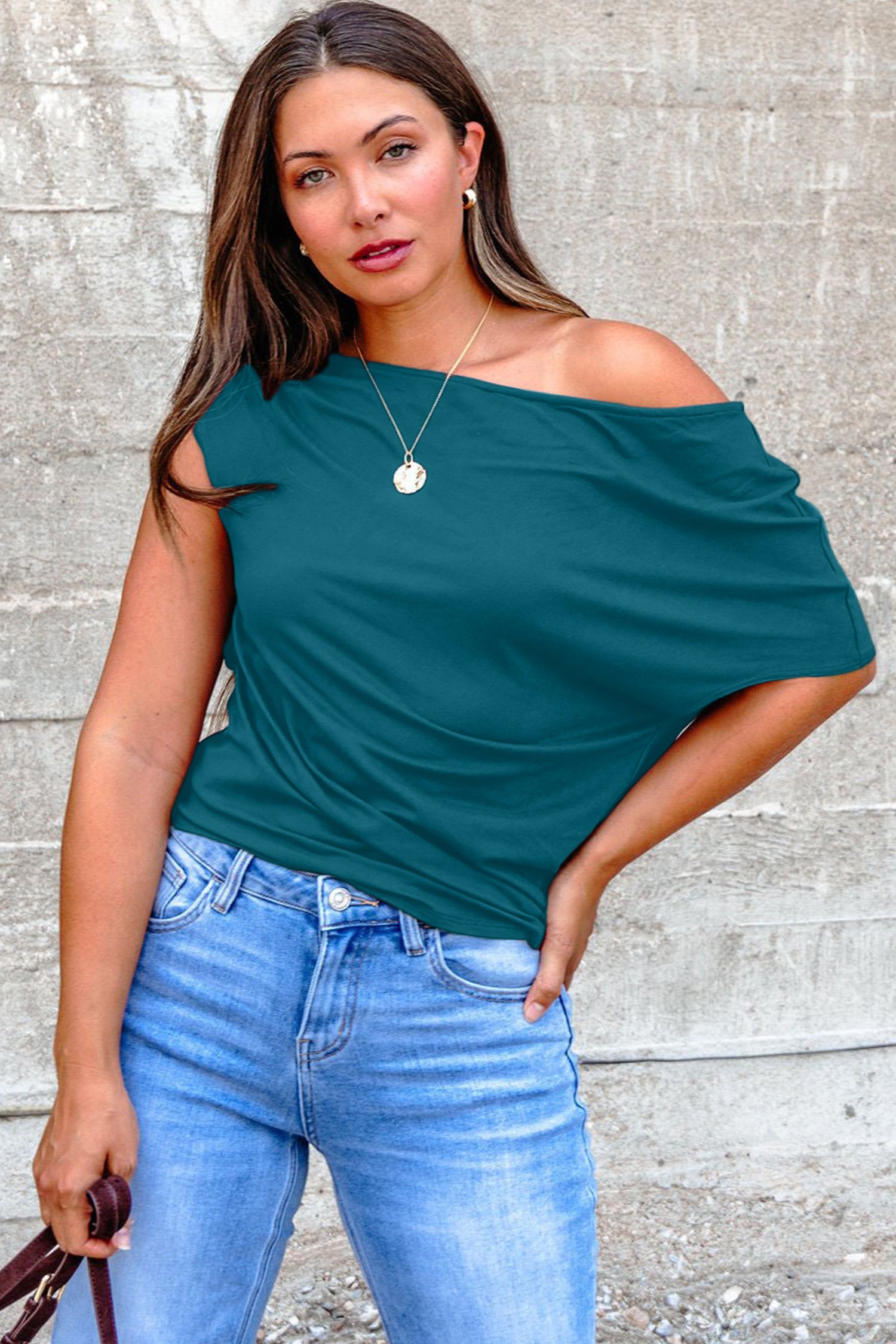 Blue Plus Size Asymmetric Blouse