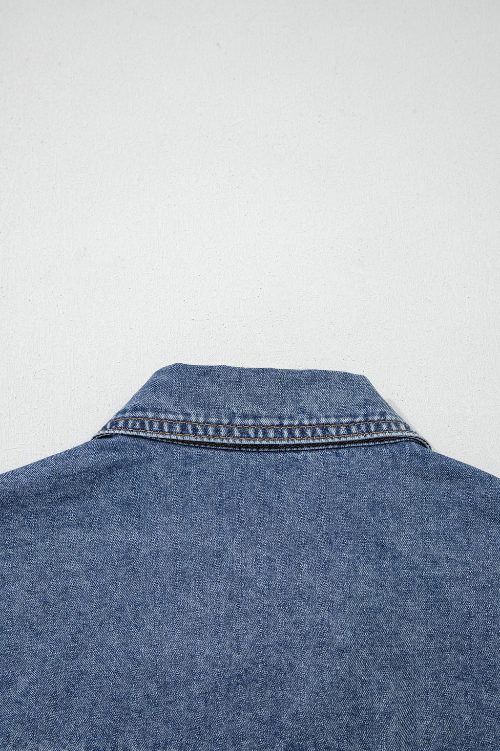 Blue Cuffed Short Sleeve Denim Shirt