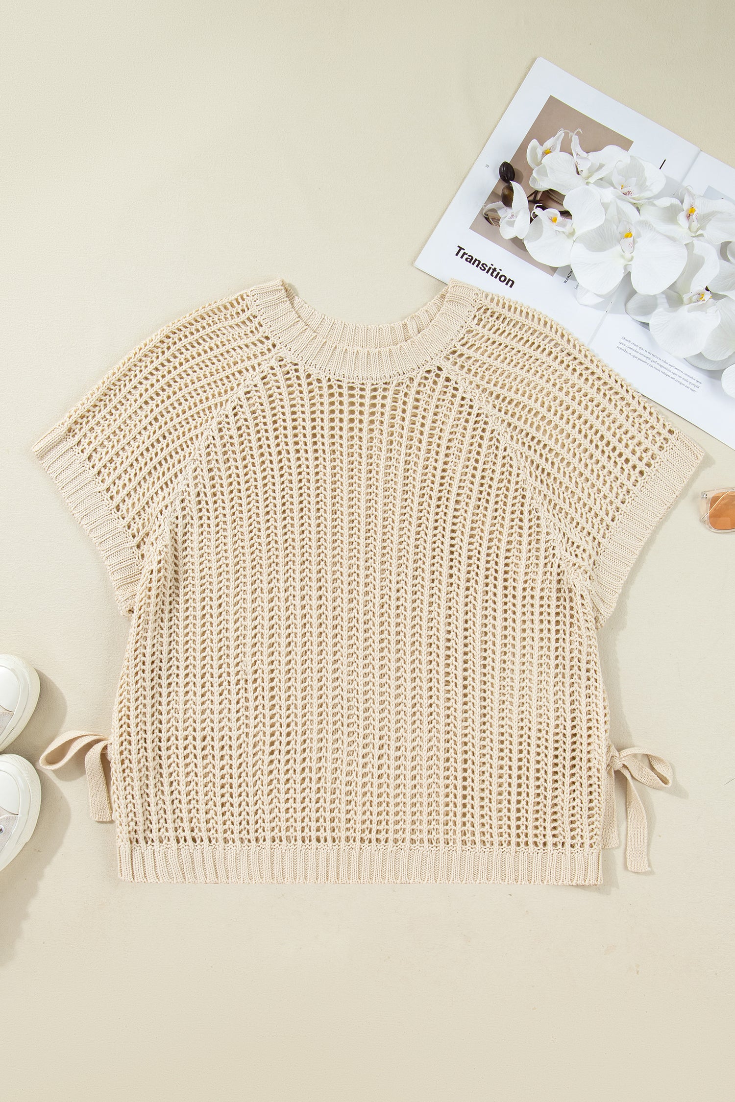 Apricot Plus Size Bow Tie Sweater
