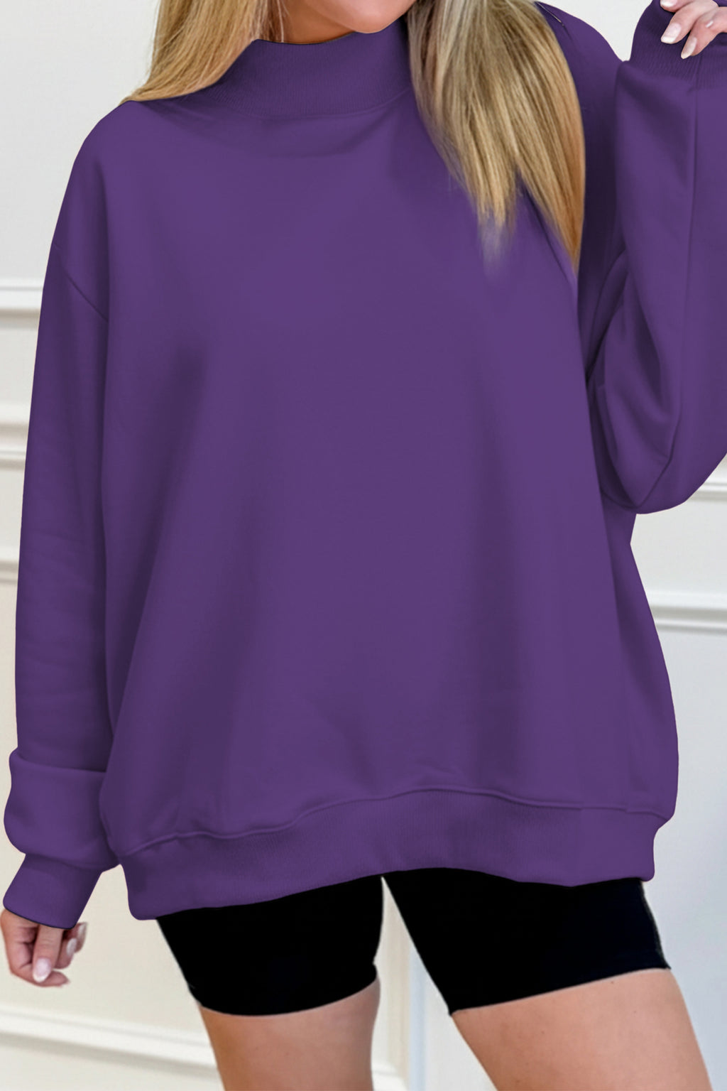 Purple Mock Neck Sweatshirt