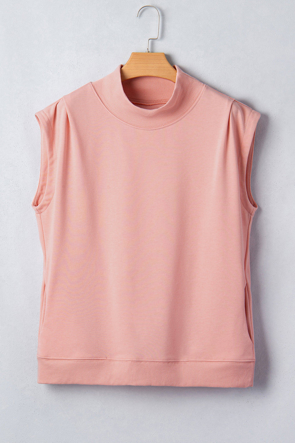 Pink High Neck Cap Sleeve Top