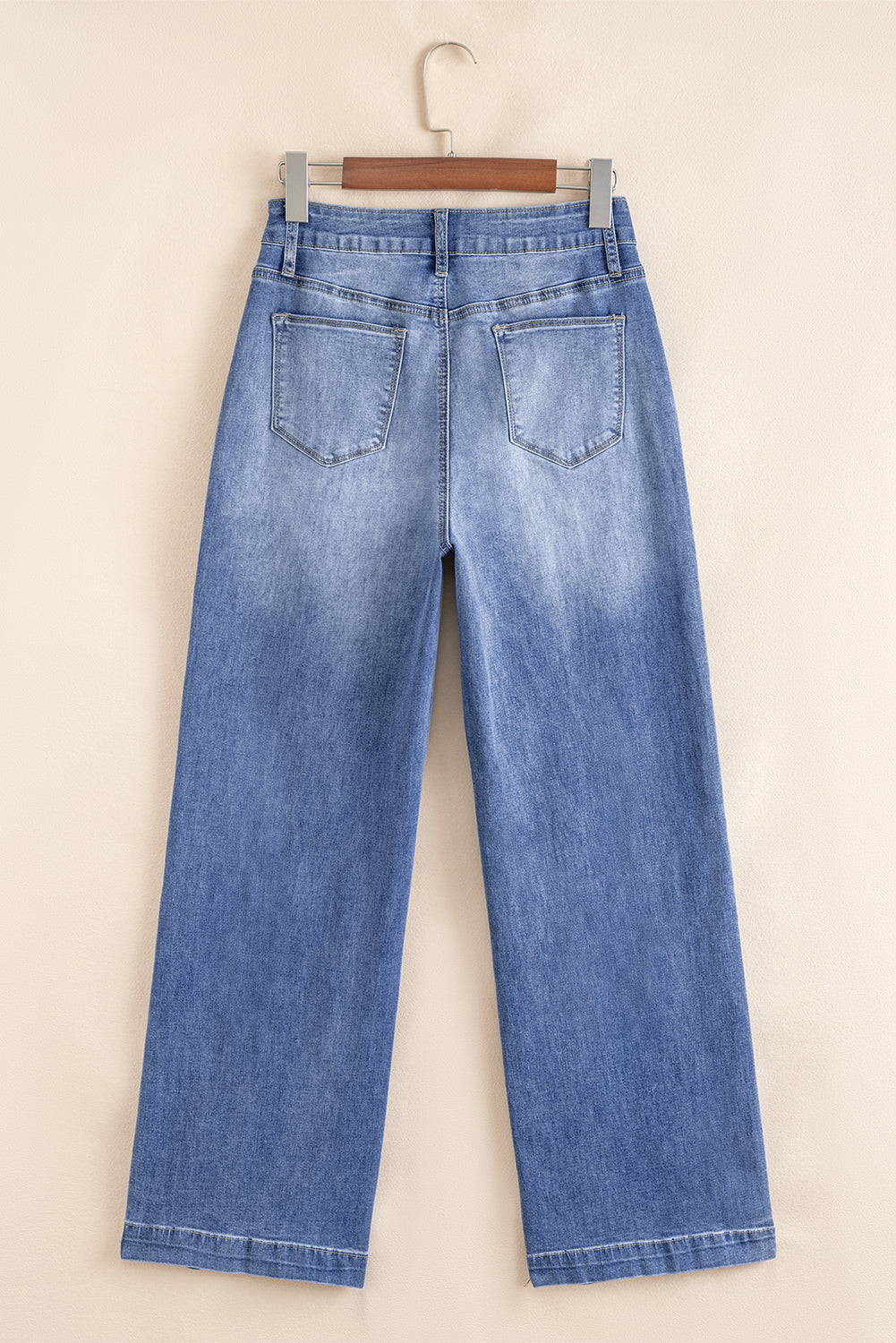 Blue High Rise Straight Leg Jeans