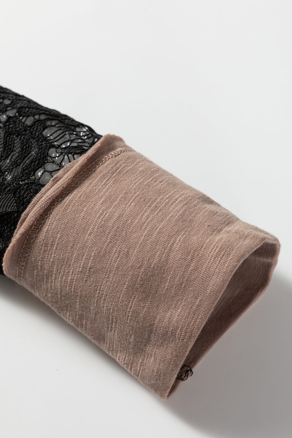 Beige Lace Patchwork Long Sleeve Tee