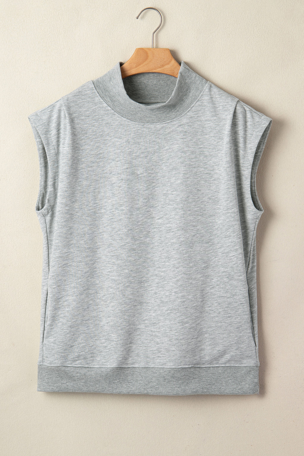 Light Grey High Neck Cap Sleeve Top